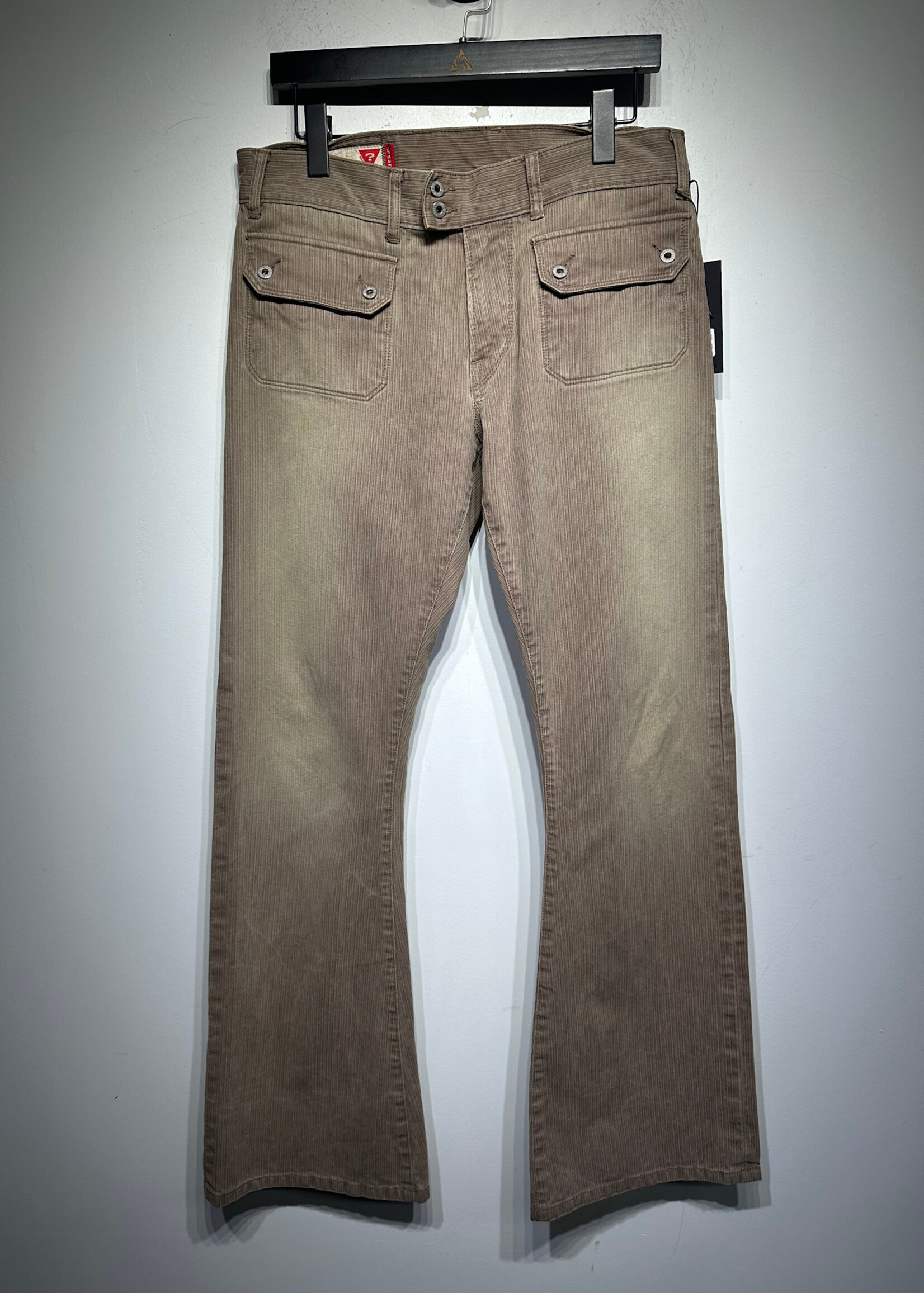 Guess Y2K Tan Brown Front Pocket Flare Pants 32