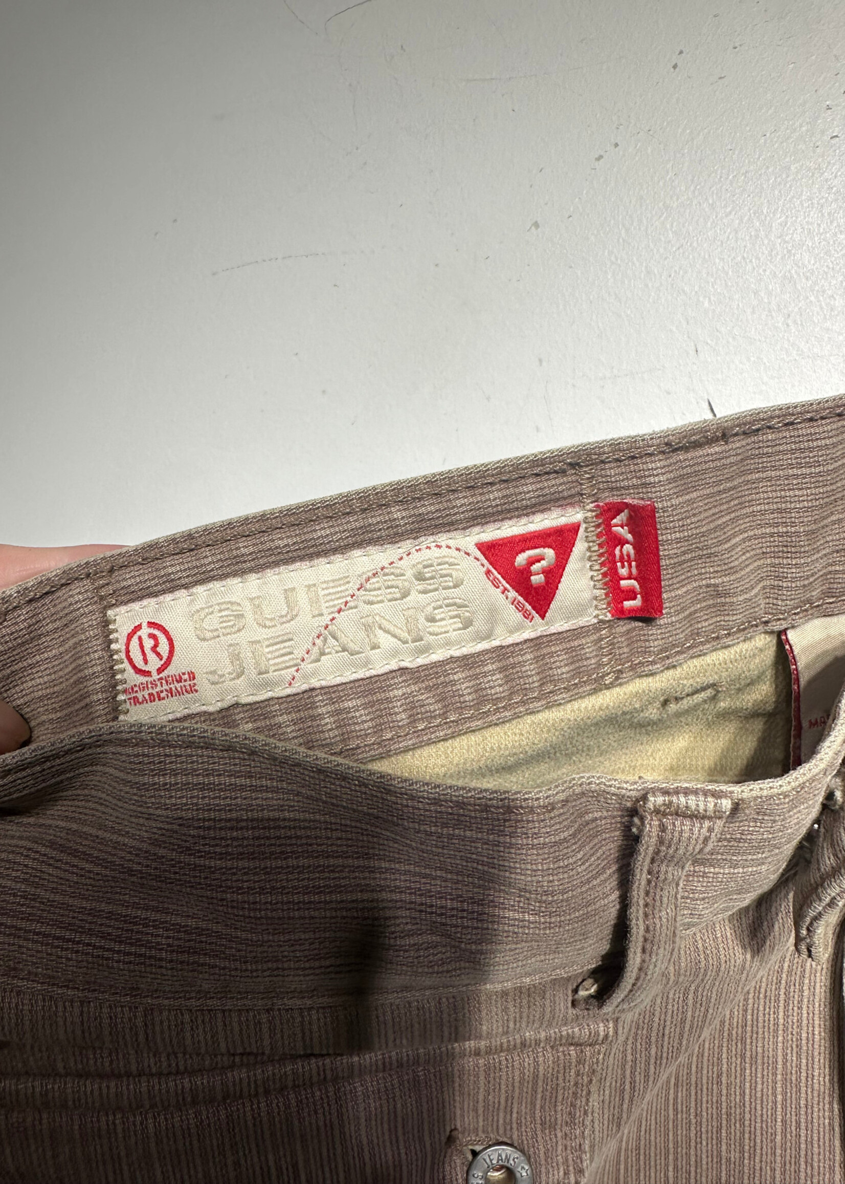 Guess Y2K Tan Brown Front Pocket Flare Pants 32