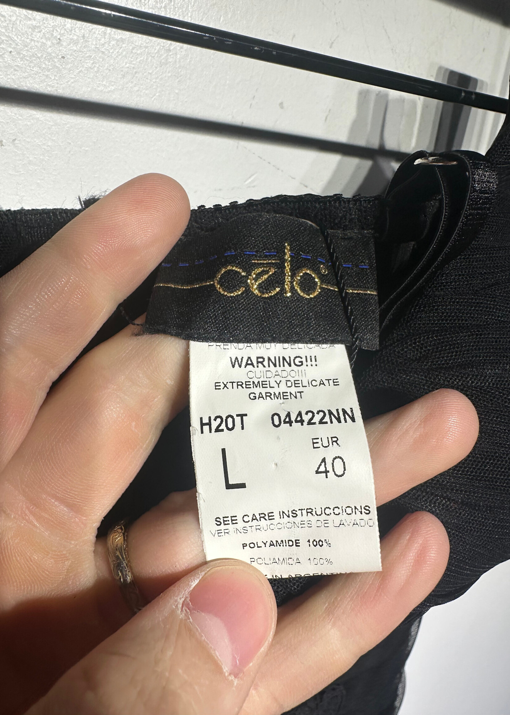 Celo Black Sheer Lace Floral Embellished Corset Fem L