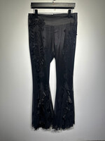 Celo Black Embellished Lace Flare Pants Fem 32
