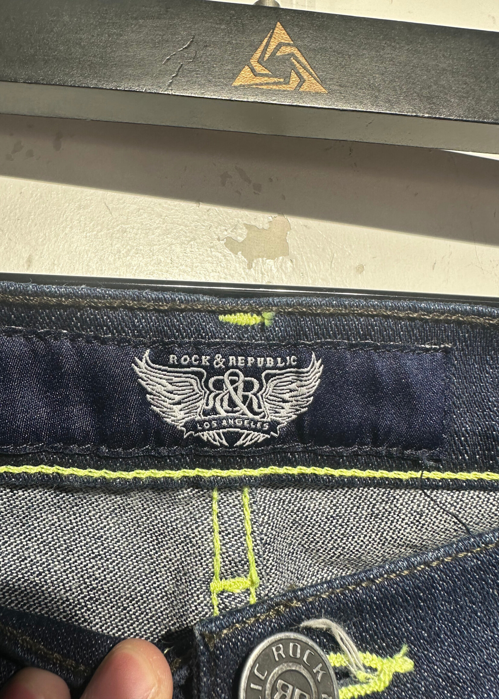 Rock & Republic Green Stitching Y2K Bootcut Jeans Fem 31