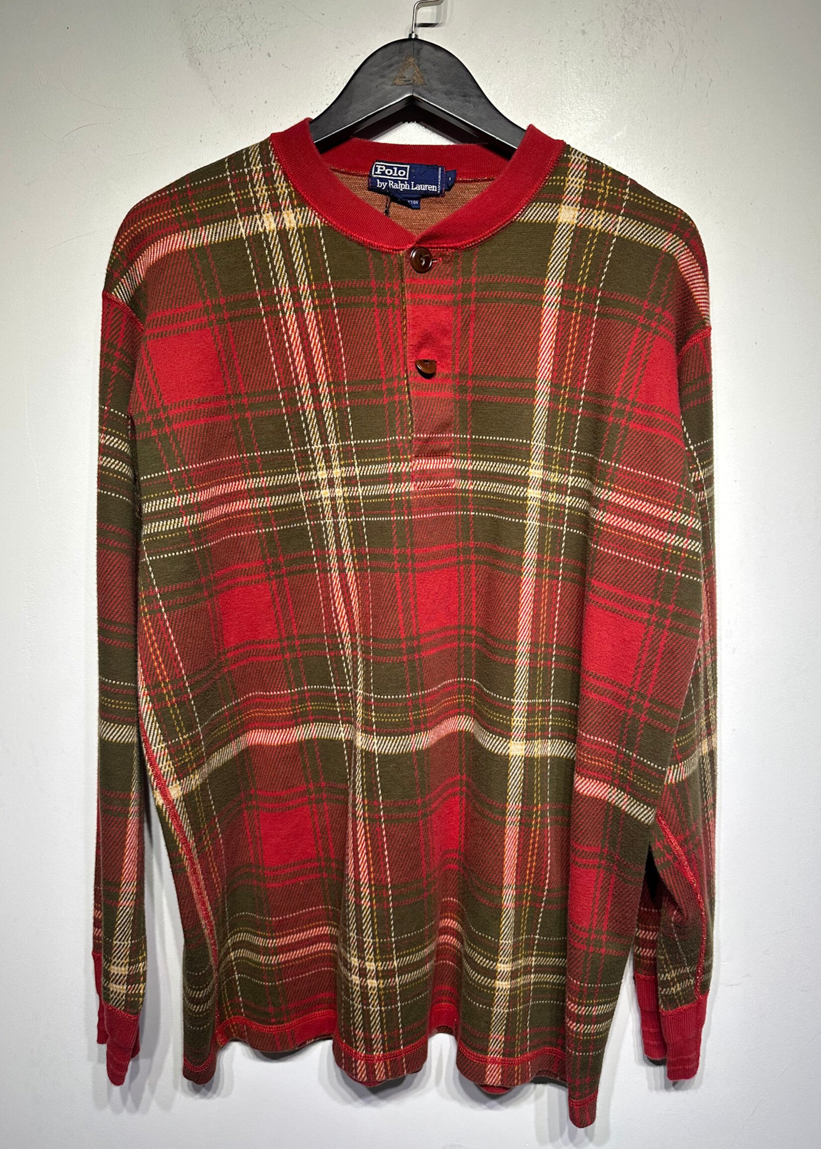 Polo Vintage Red Plaid LS Sweater L