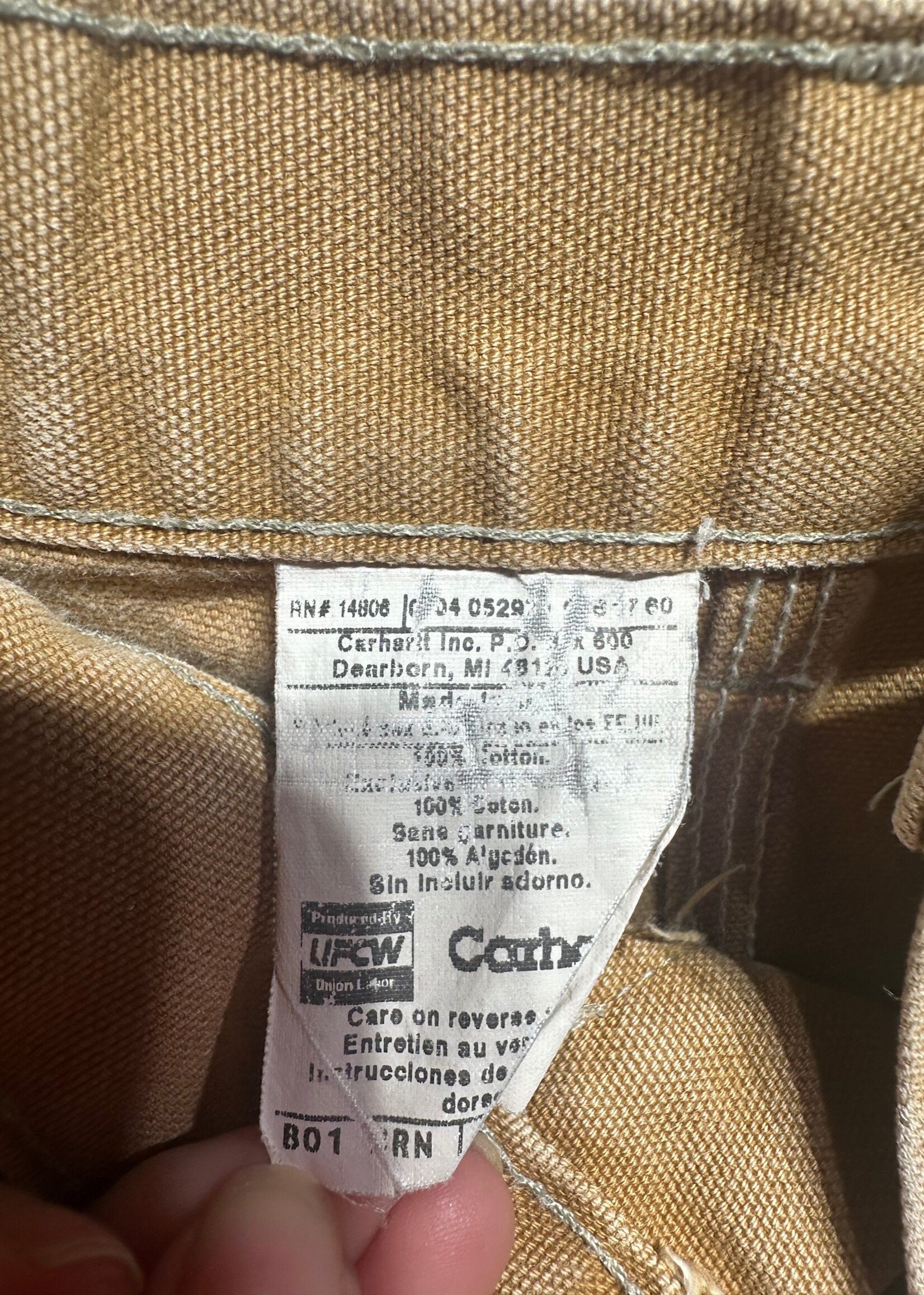 Carhartt Beige Distressed Double Knees Masc 38 AS IS