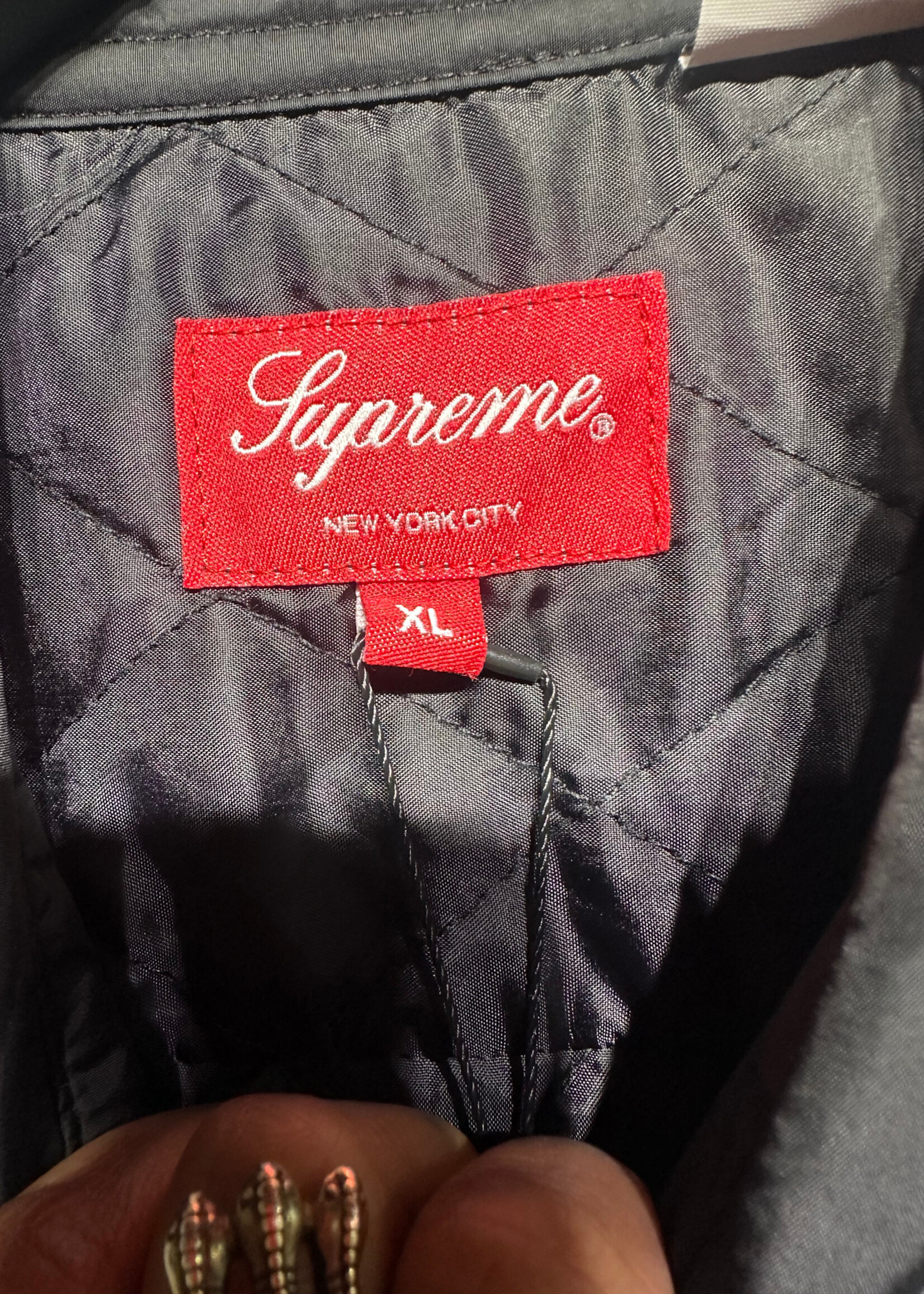 Supreme Black Quilted Nylon Windbreaker XL
