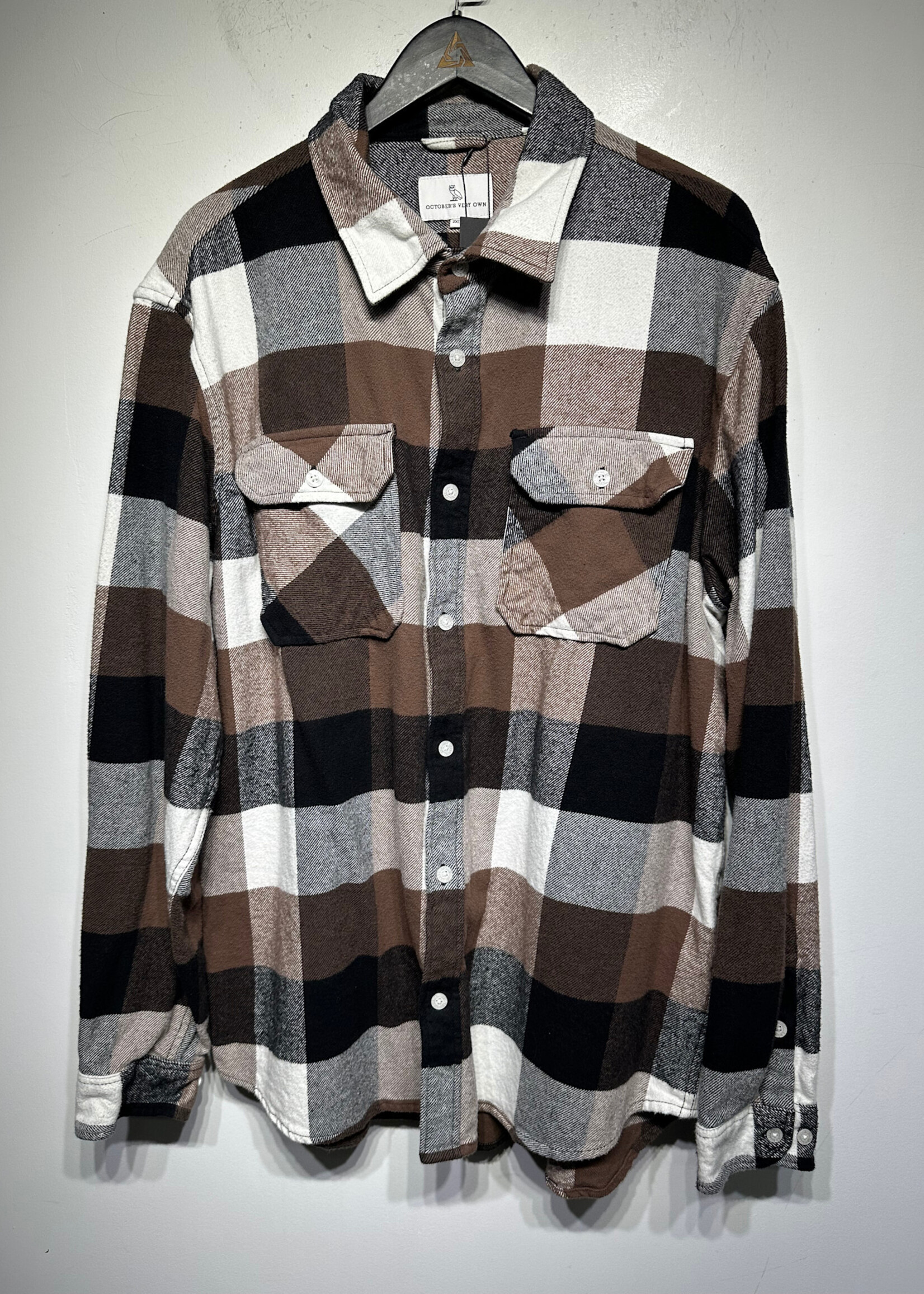 OVO Beige Owl Chain Stitched Flannel B/U XXL