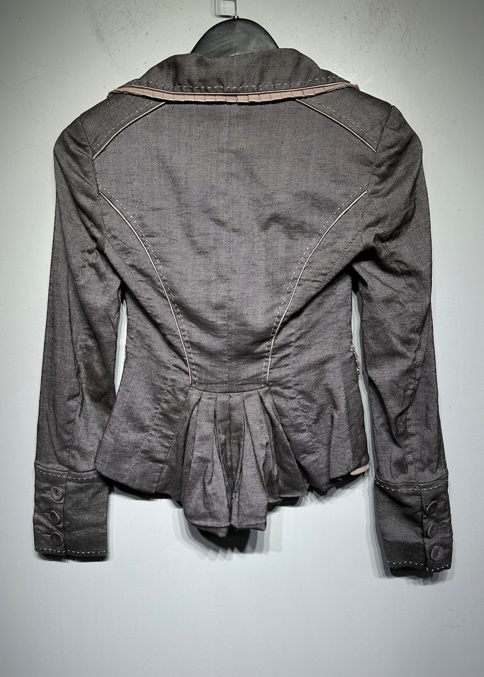 Bebe Brown Pink Ruffled Jacket XS