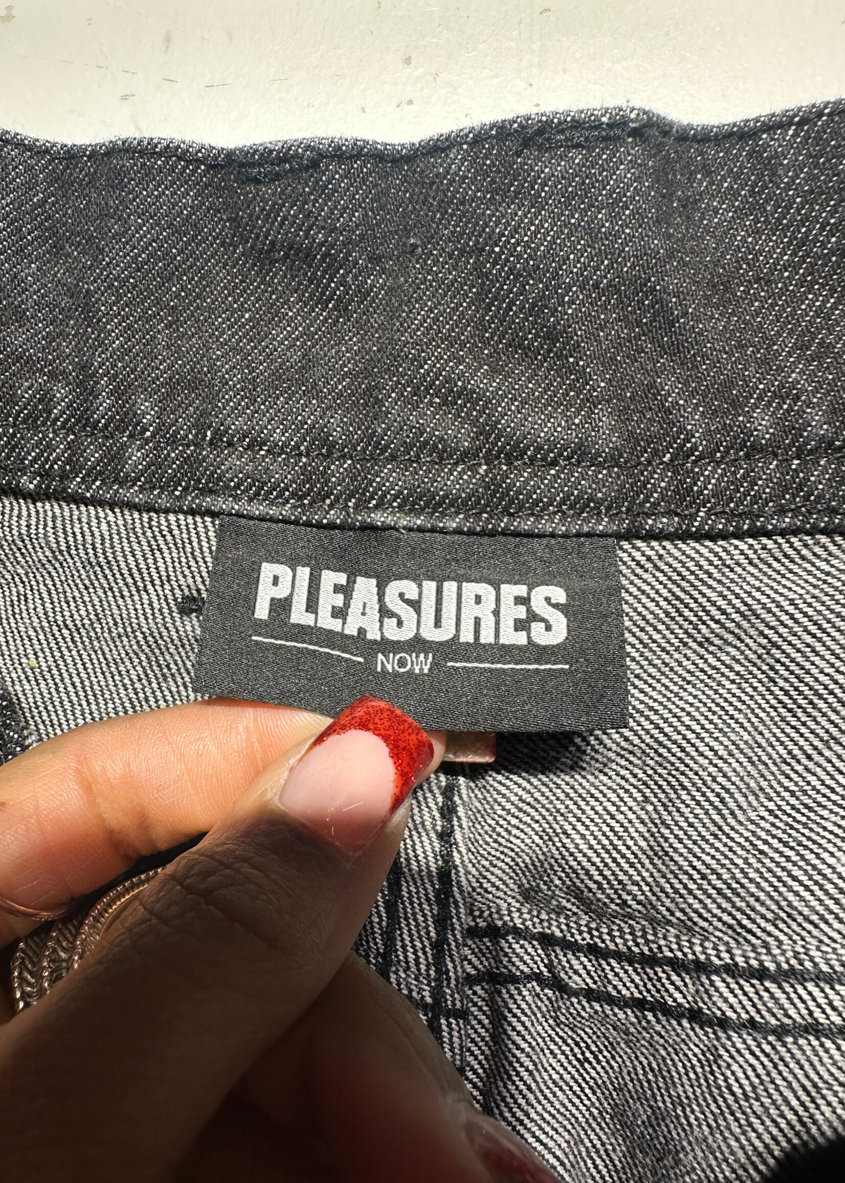 Pleasures Black Cursive Print Jeans Masc 30