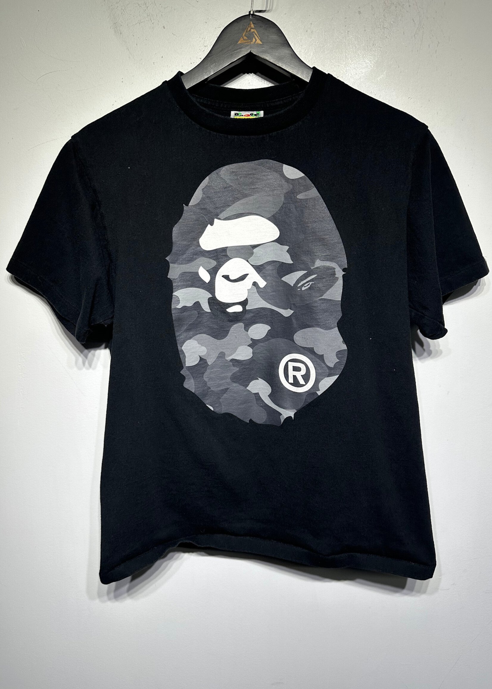 Bape Gray Camo Logo Graphic Tee M