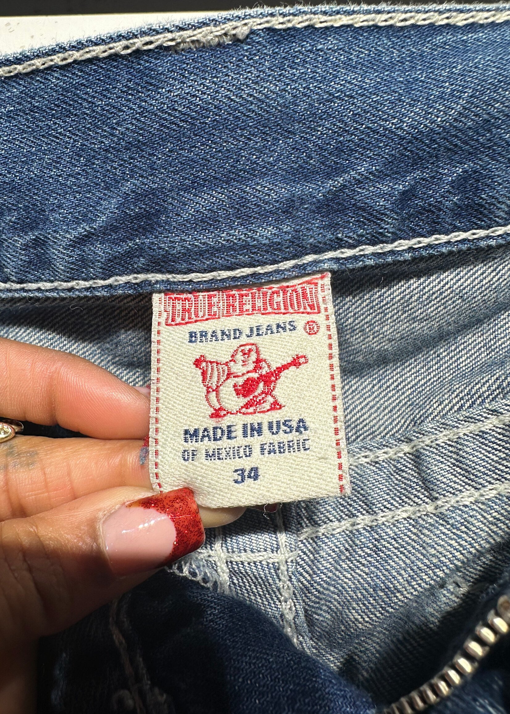 True Religion Two Tone Straight Leg Jean Masc 34