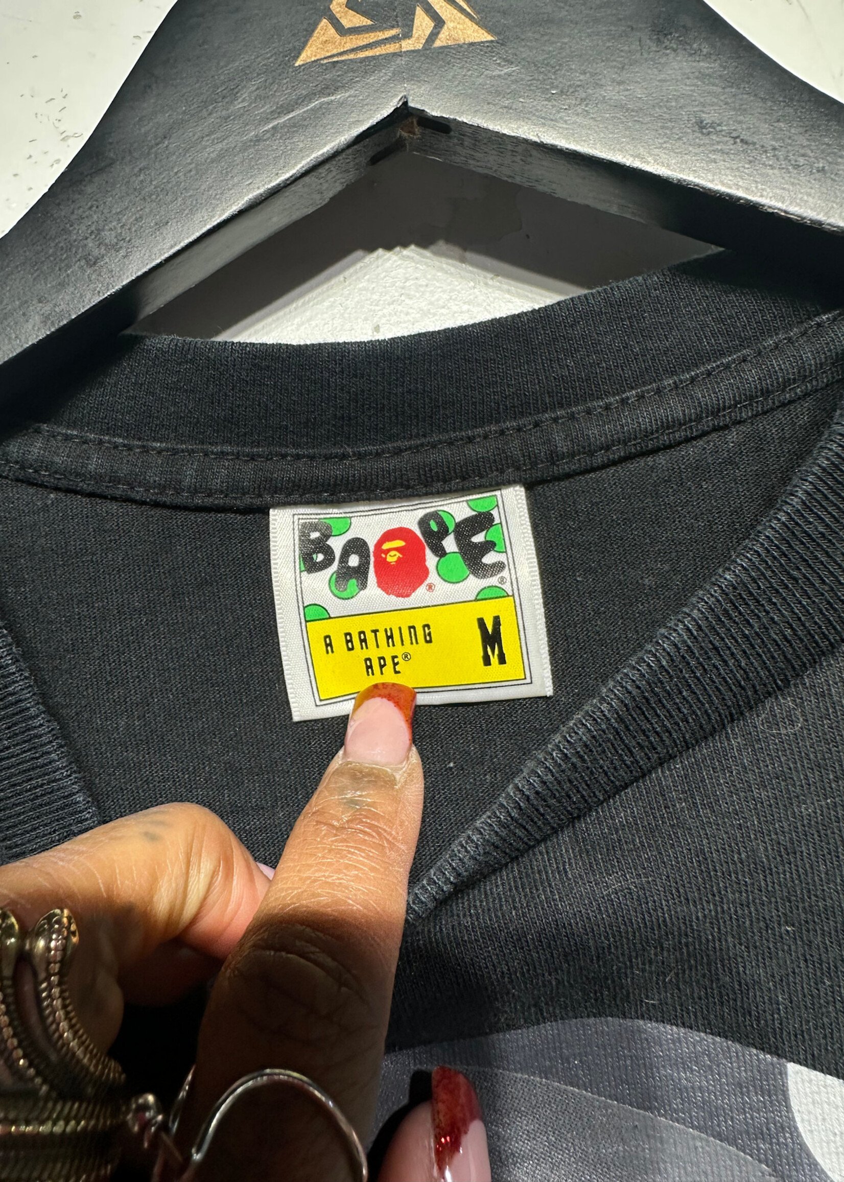 Bape Gray Camo Logo Graphic Tee M