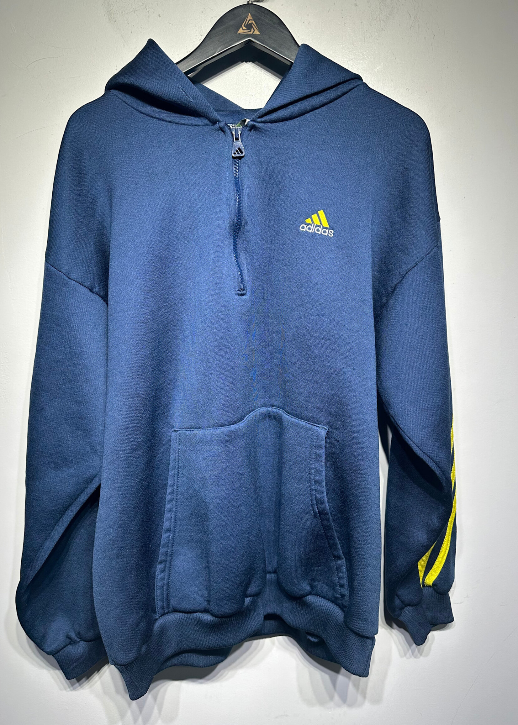 Vintage Adidas Dark Blue Q Zip Hoodie M
