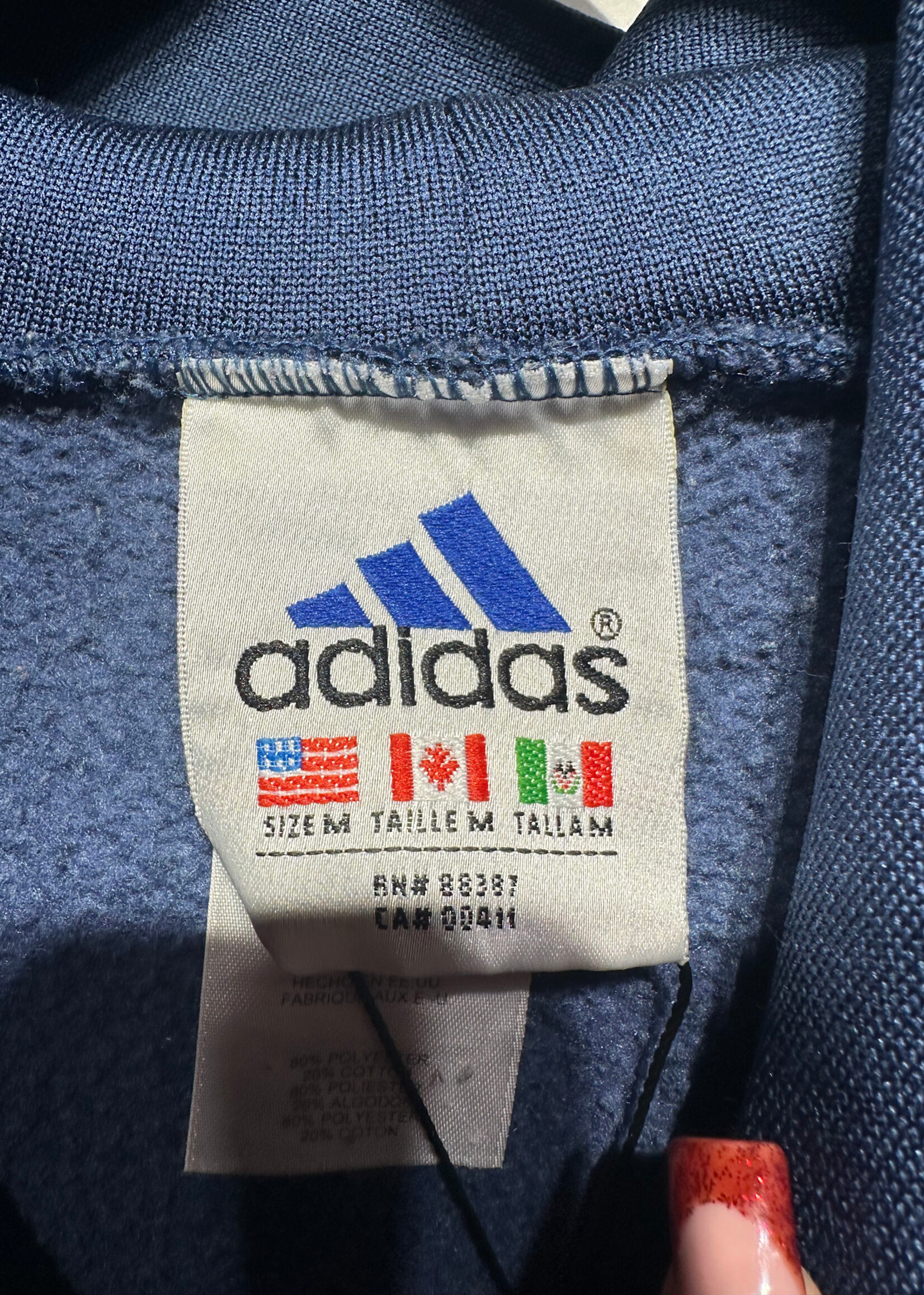 Vintage Adidas Dark Blue Q Zip Hoodie M