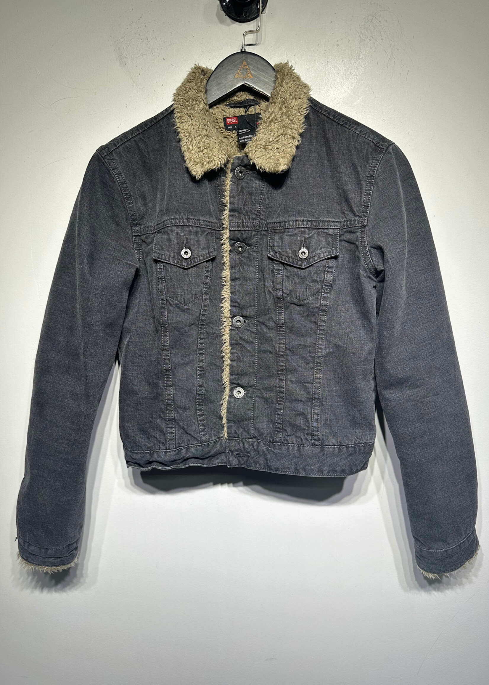 Diesel 00s Sherpa Lined Denim Jacket Fem L AS IS