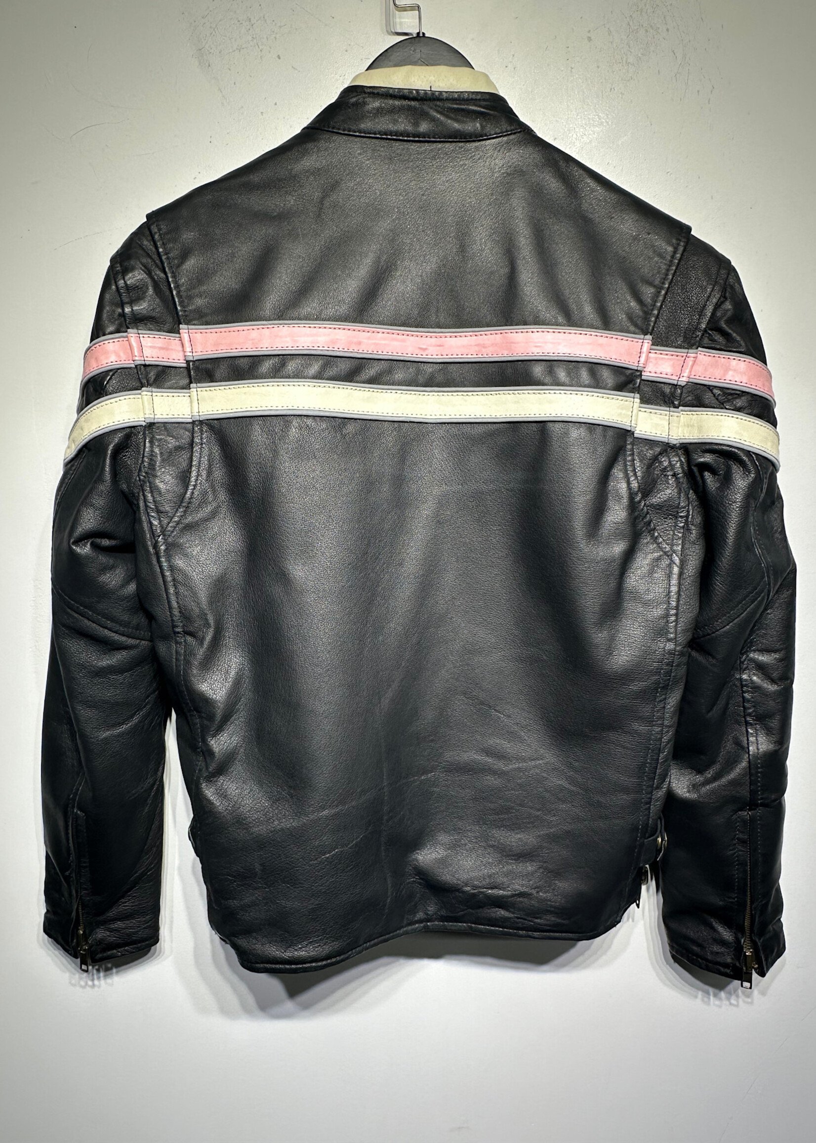USA Bikers Dream Apparel Pink Stripe Moto Jacket M