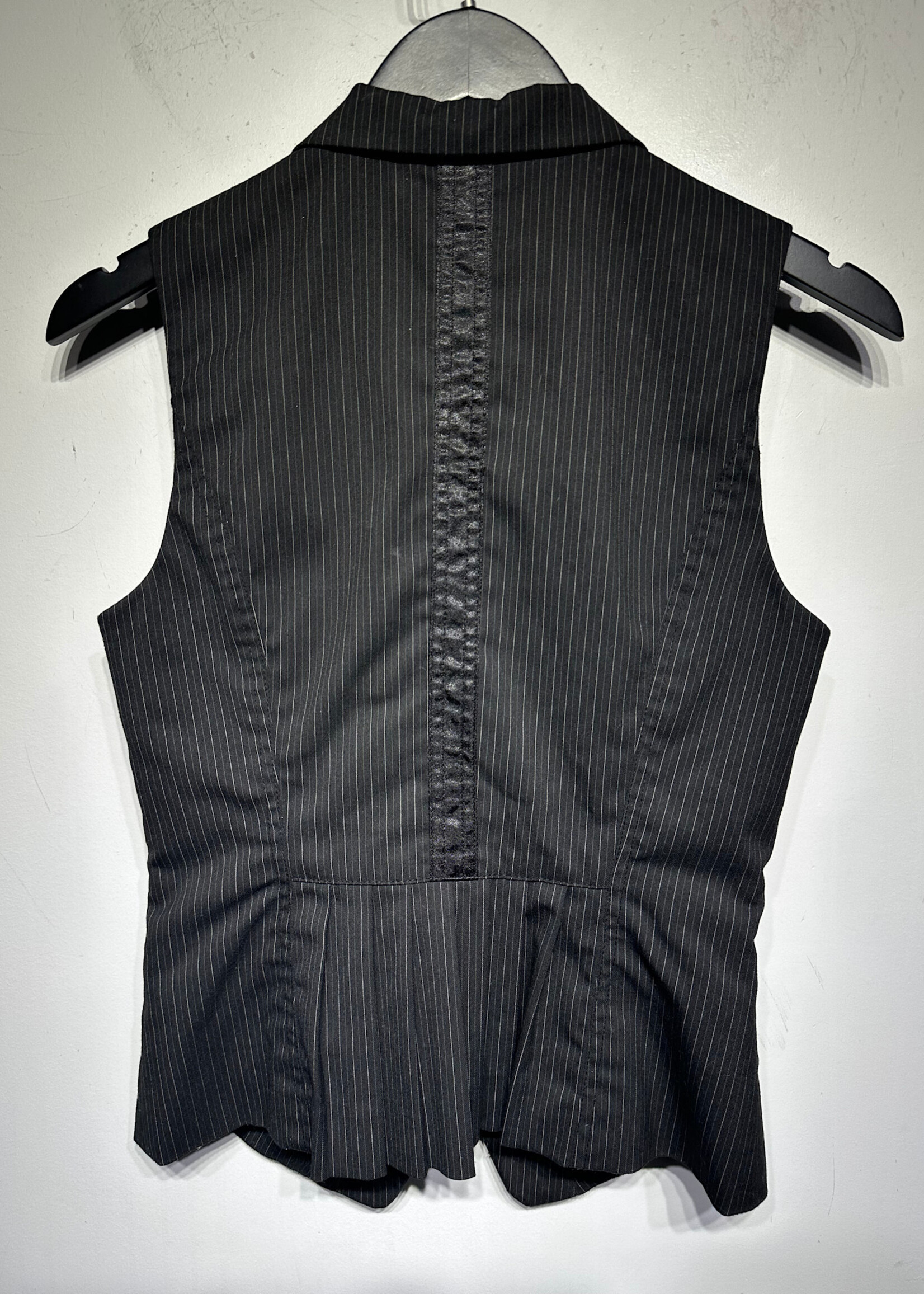 Bebe Black Pinstripe Vest S