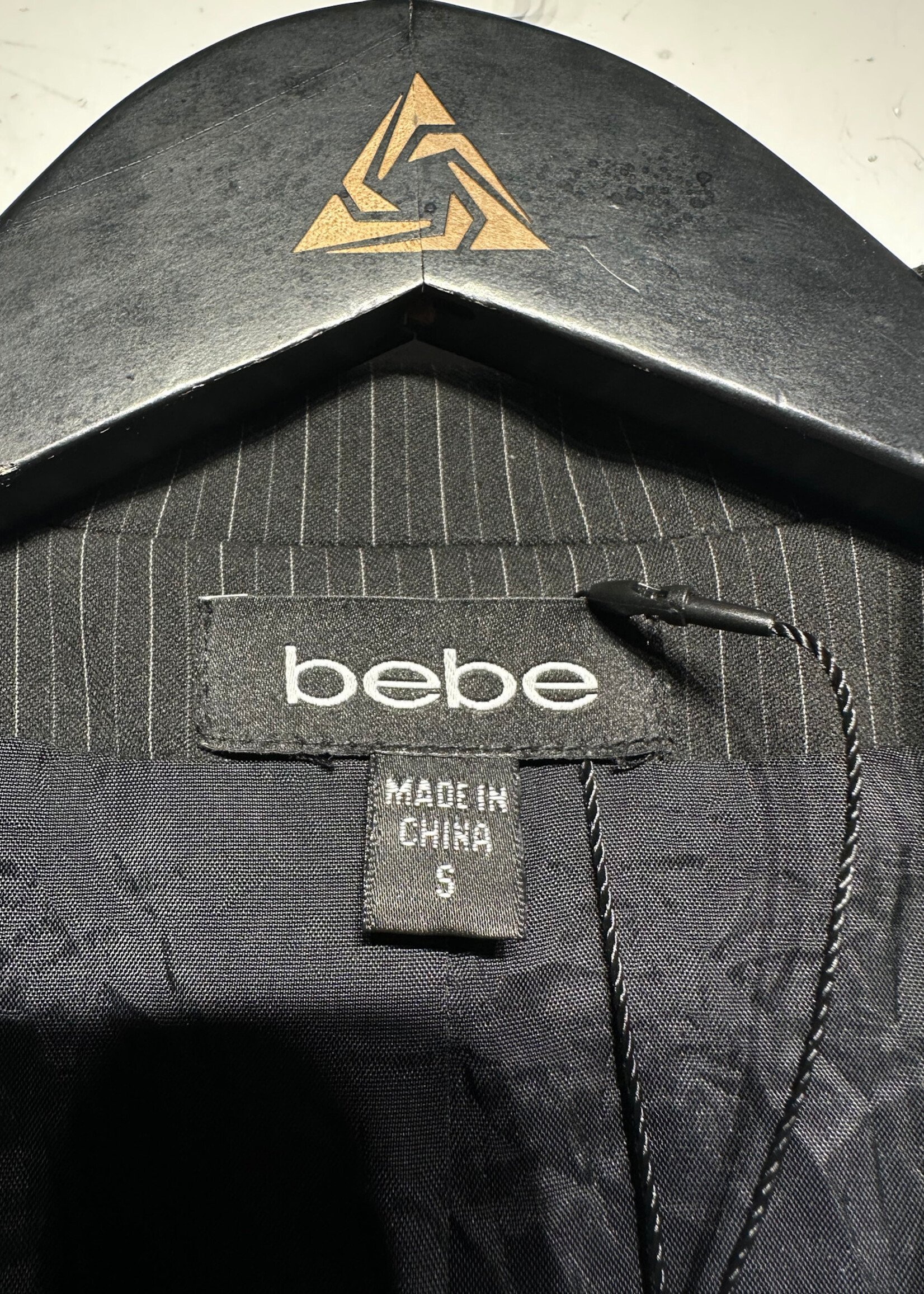 Bebe Black Pinstripe Vest S