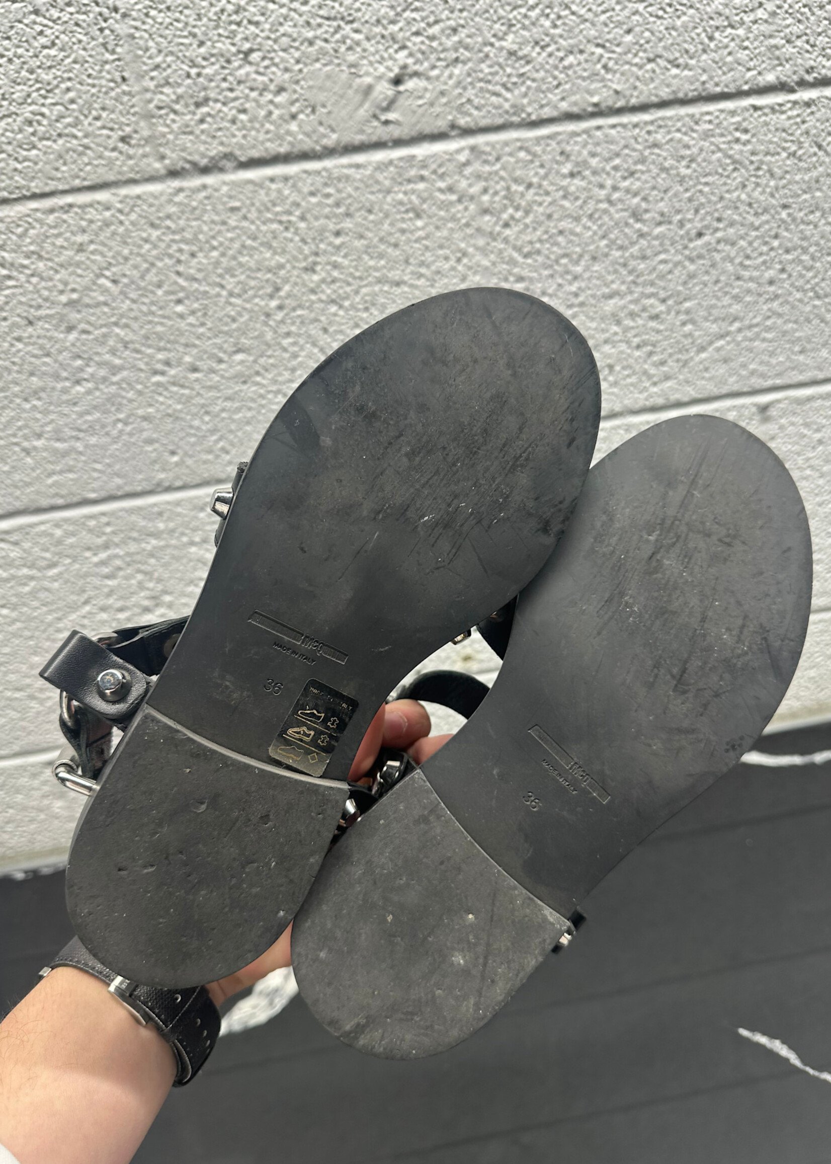 Mcqueen Black Stud Sandals 36/6