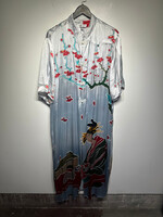Citron Cherry Blossom Manderin Collar Robe AS IS