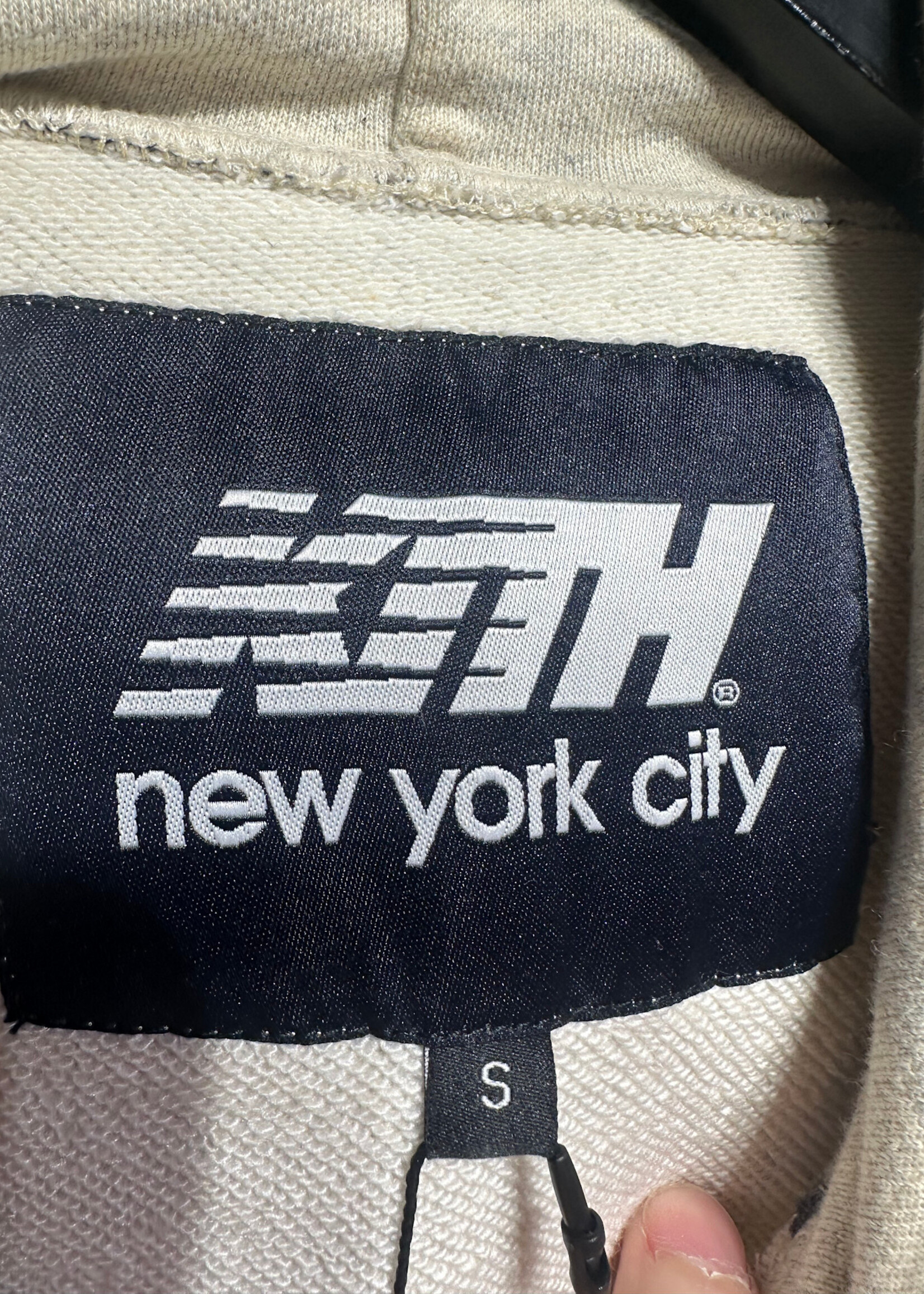Kith x New Balance Beige Navy Blue Hoodie S