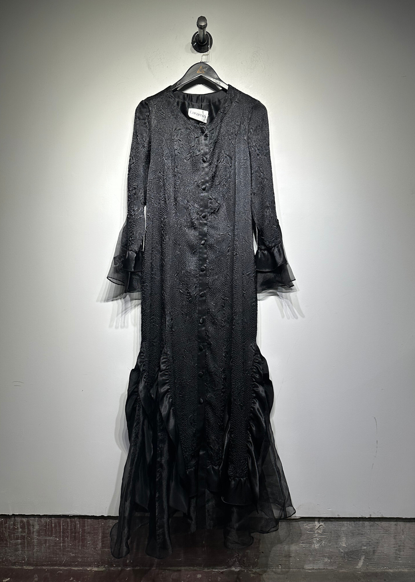 Caramia Black Ruffle Maxi Dress L