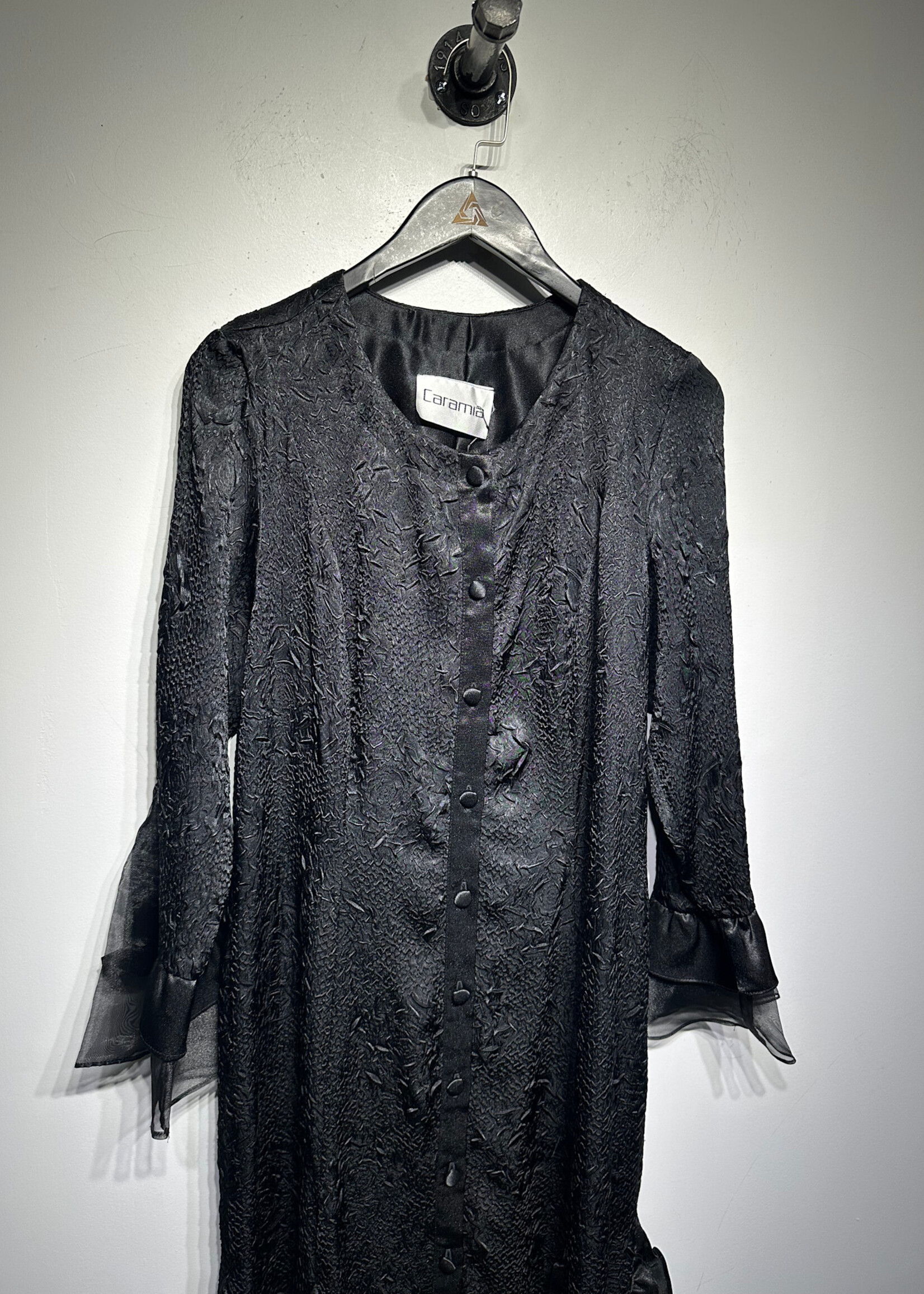 Caramia Black Ruffle Maxi Dress L