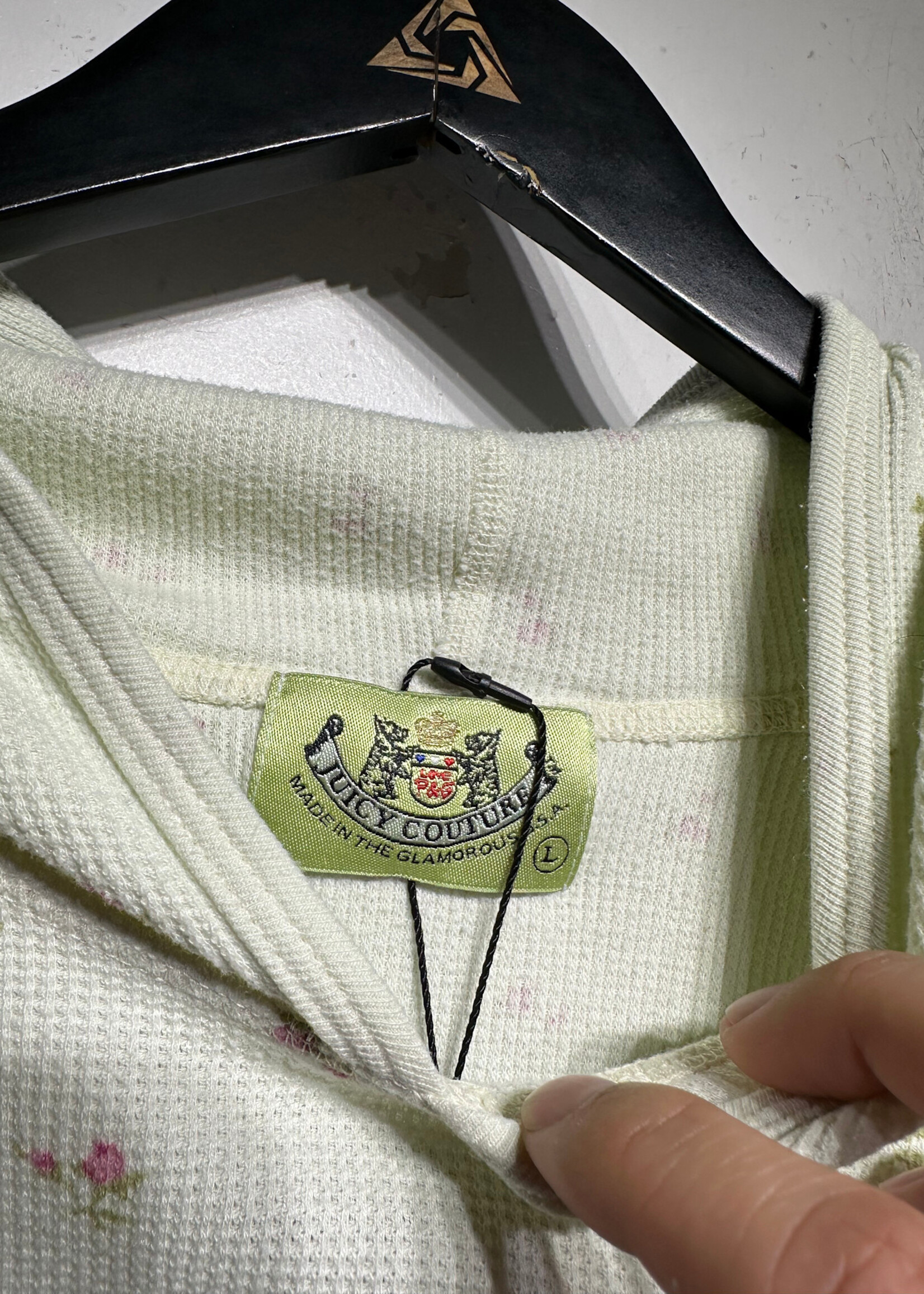 Juicy Couture Light Green Floral Hoodie L