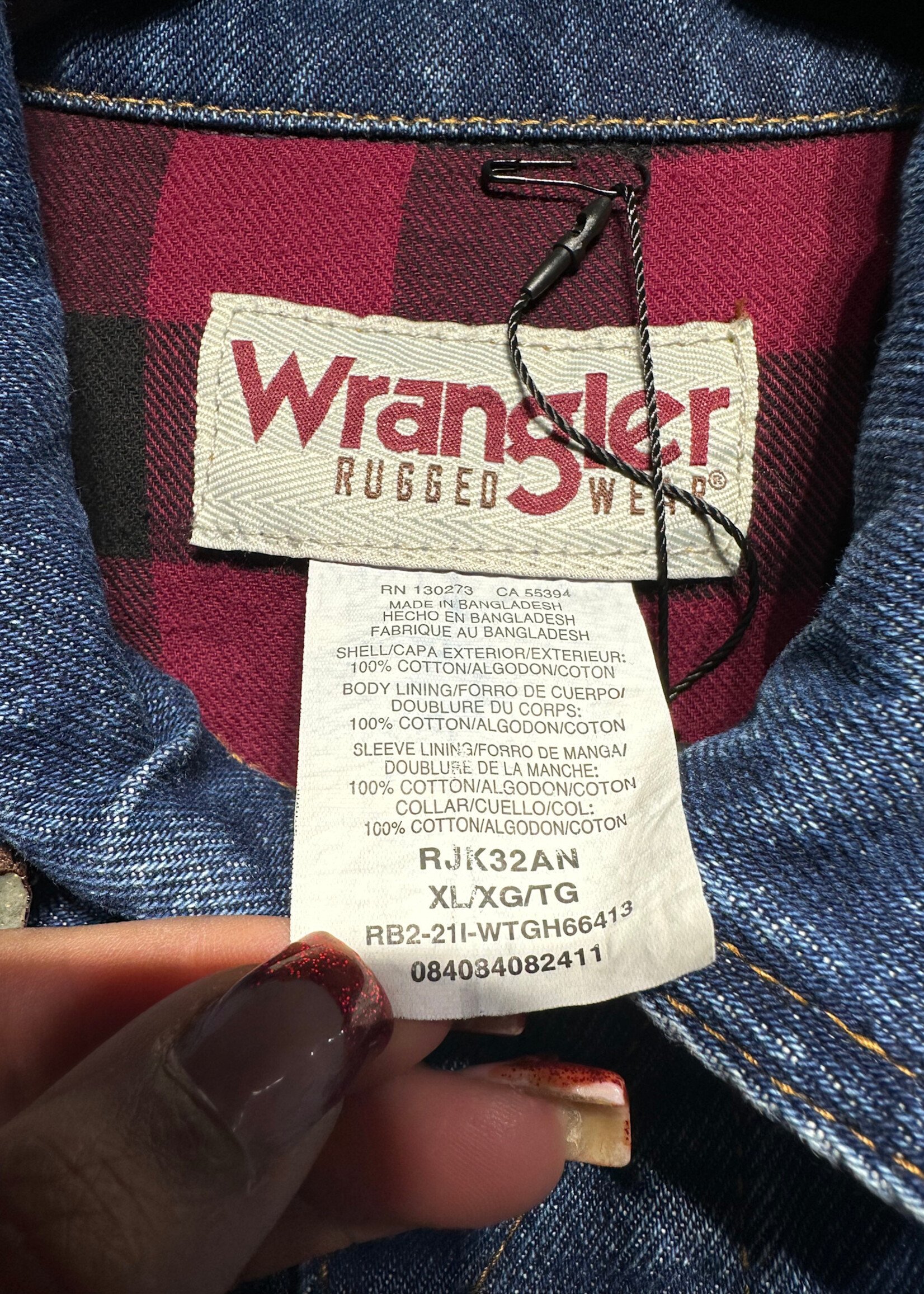 Wrangler Dark Wash Lined Denim Jacket XL