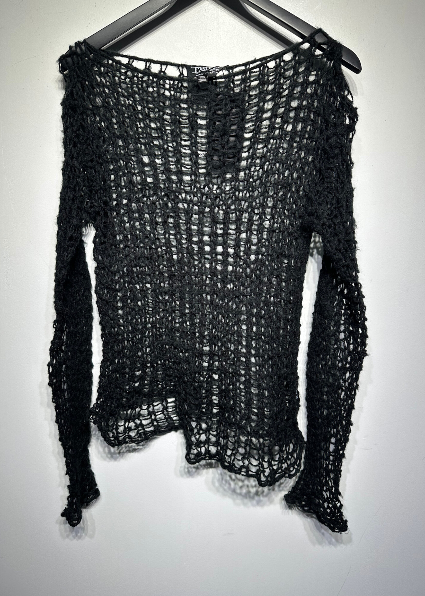 Tripp NYC Black Woven LS Top M