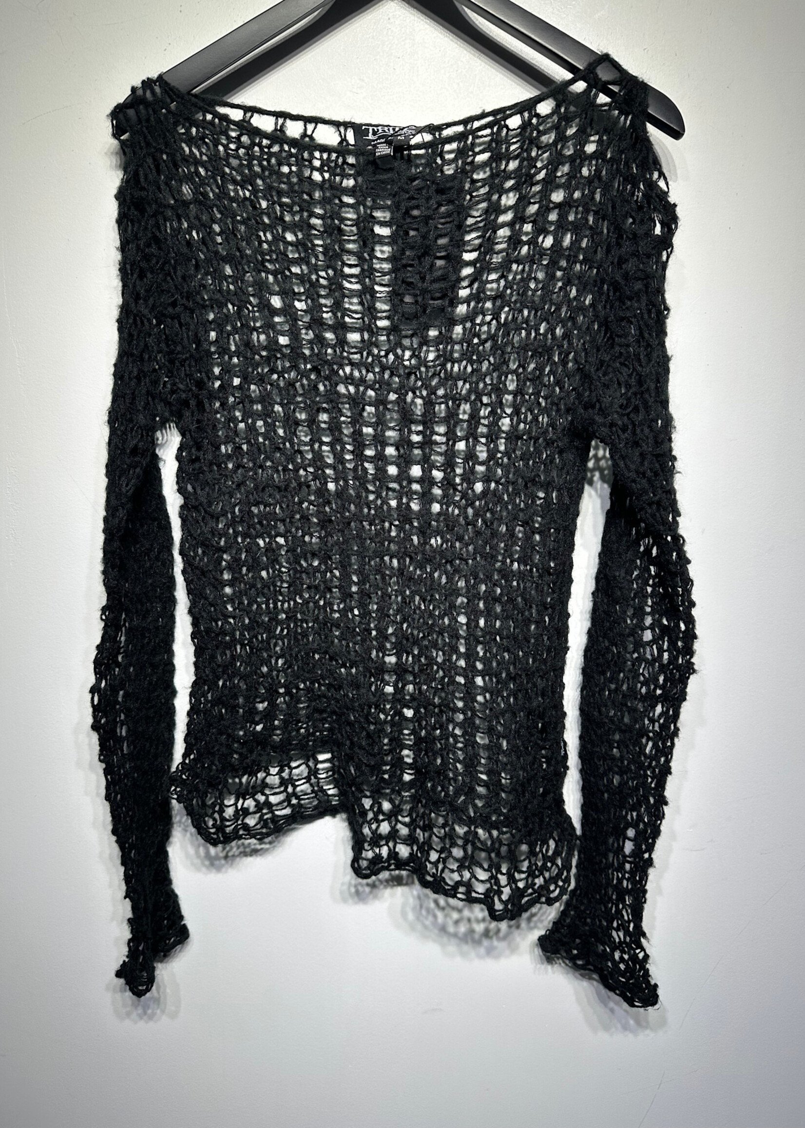 Tripp NYC Black Woven LS Top M