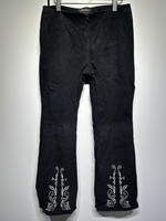 Metro Style Black Suede White Applique Pants Fem 31
