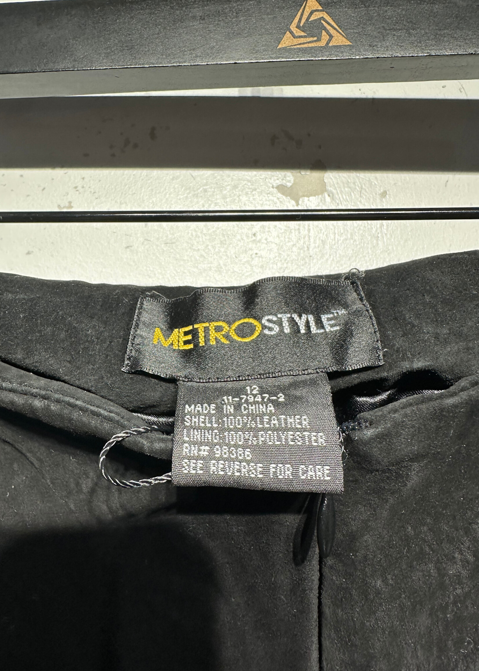 Metro Style Black Suede White Applique Pants Fem 31