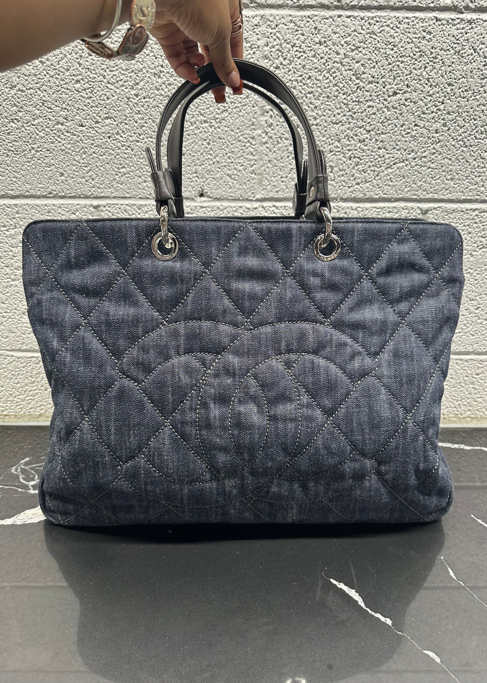 Chanel Borsa Denim Large Shopping Tote