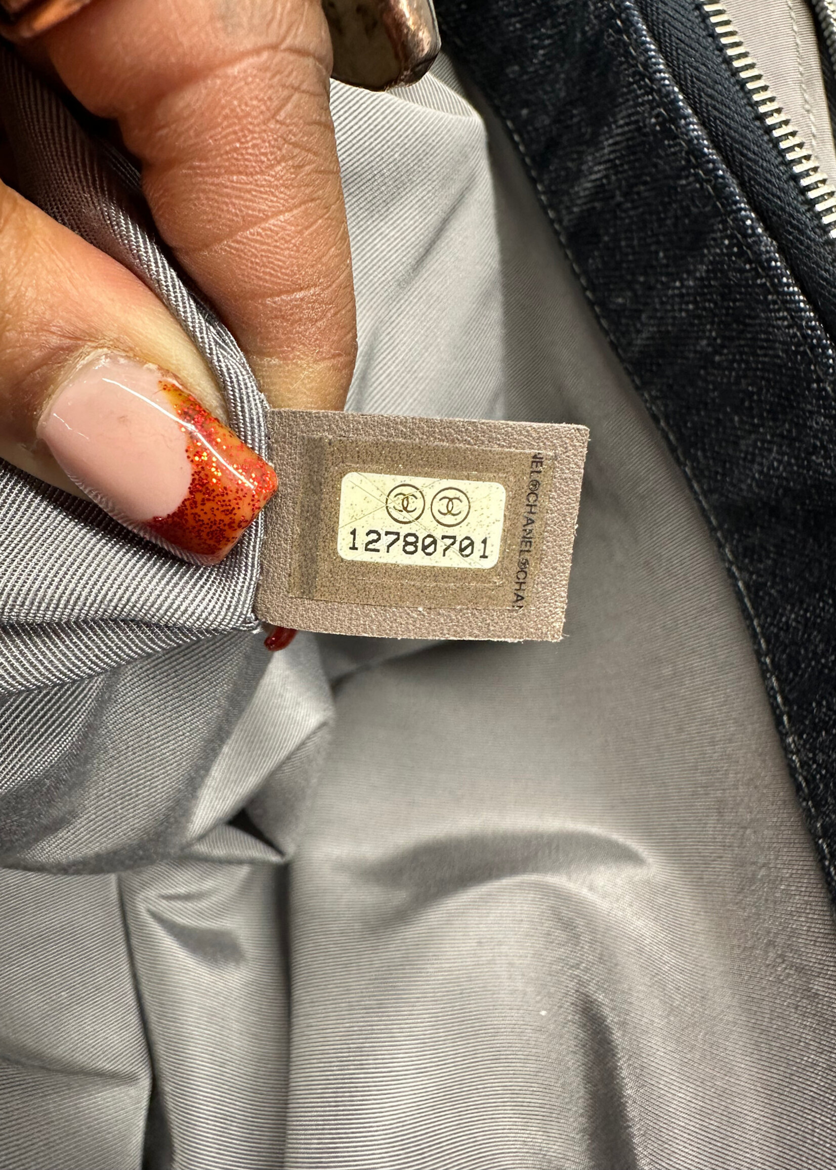 Chanel Borsa Denim Large Shopping Tote