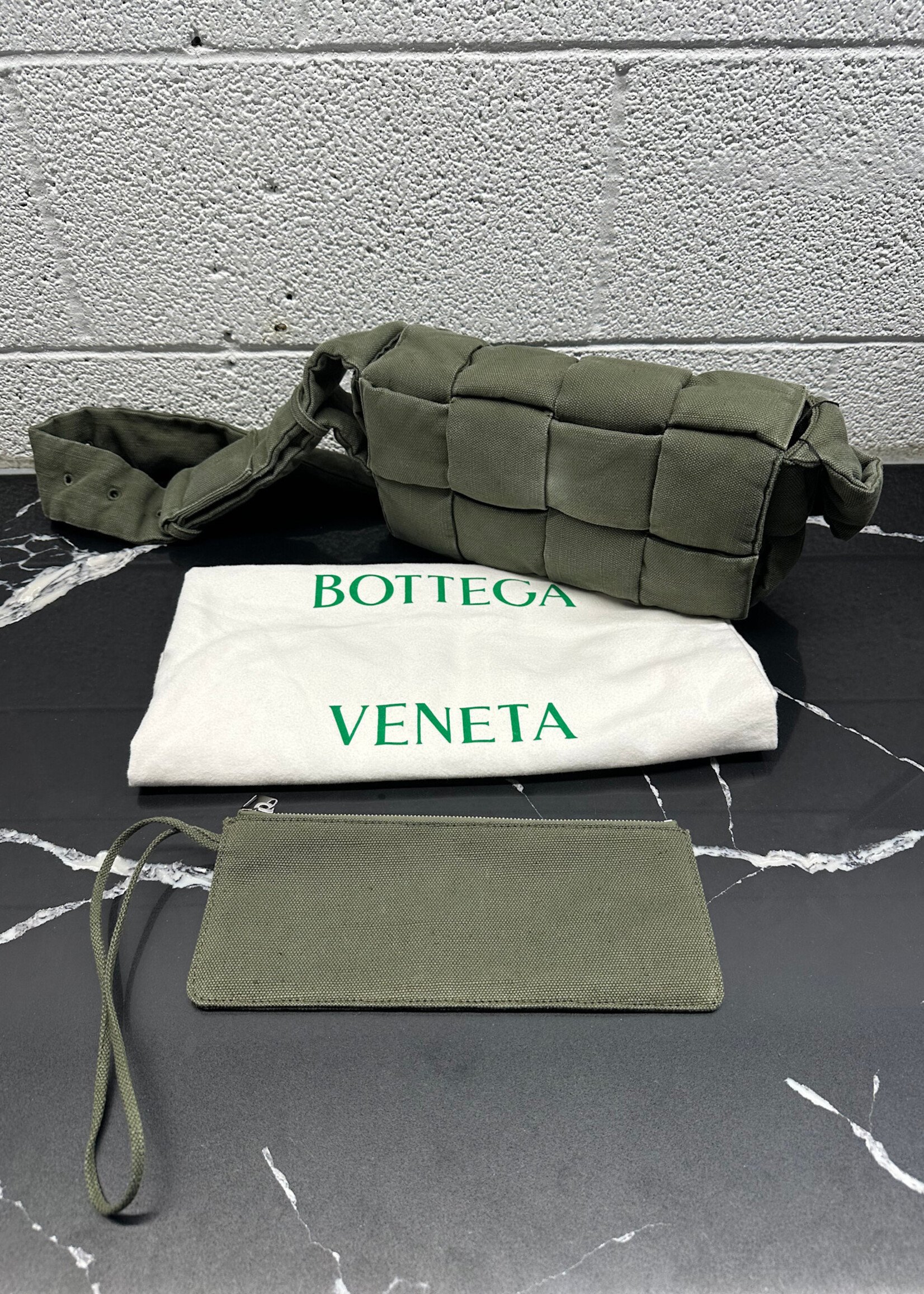 Bottega Veneta Green Canvas Casette AS IS