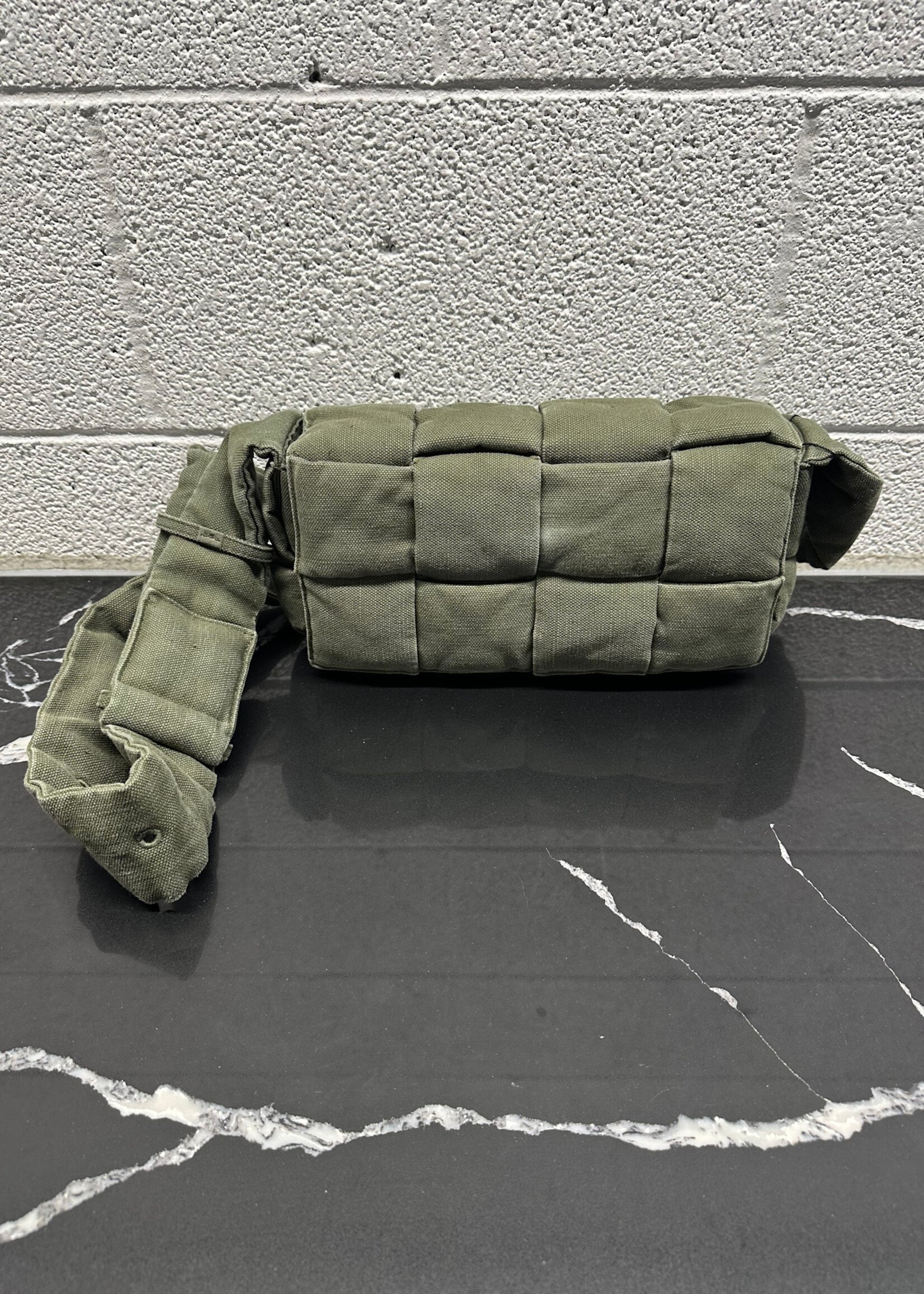 Bottega Veneta Green Canvas Casette AS IS