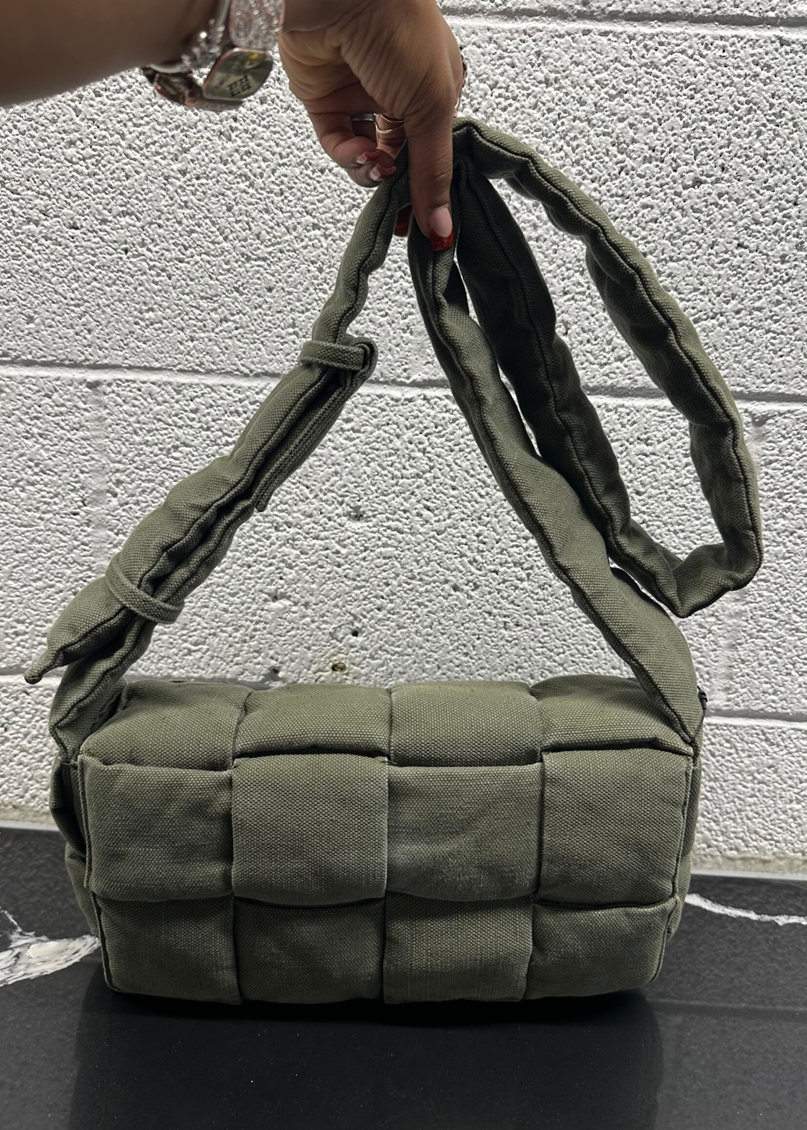 Bottega Veneta Green Canvas Casette AS IS