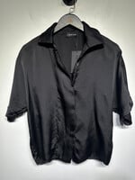 Anine Bing Black Silk Oversized Blouse XS