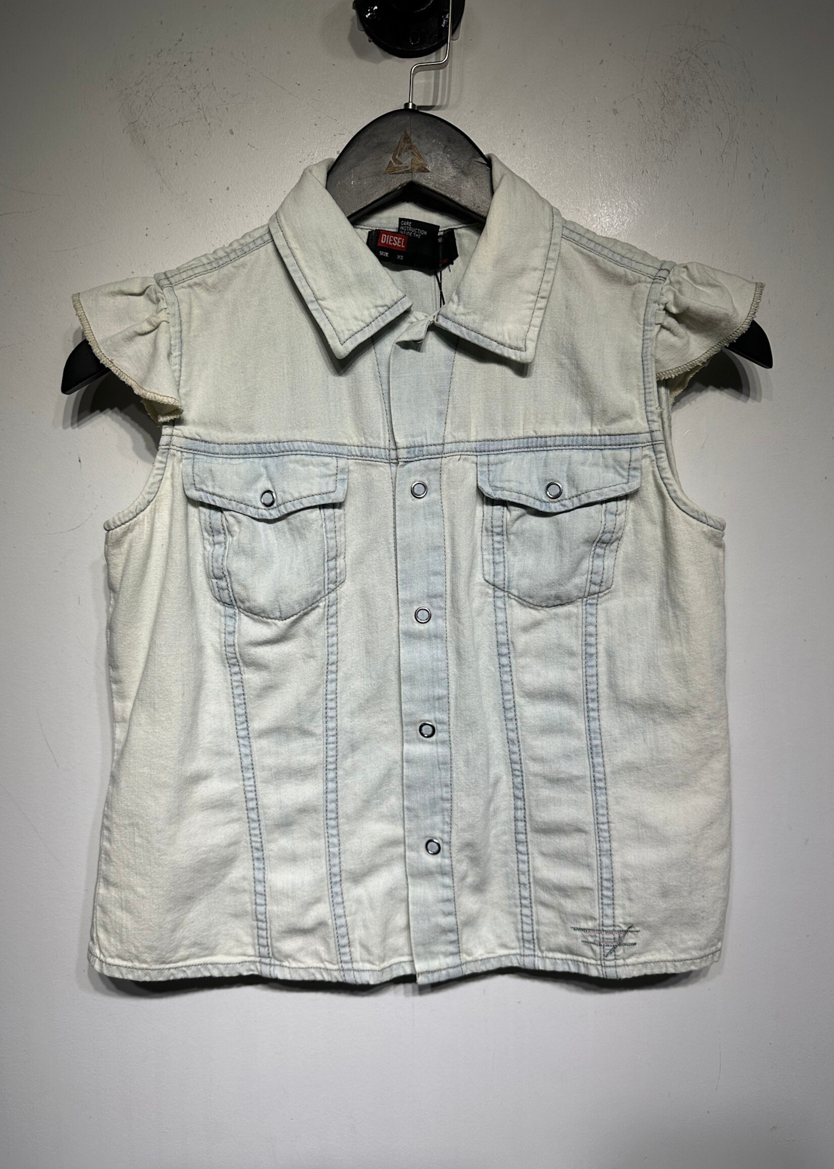 Deisel Light Blue Snap Up Vest XS