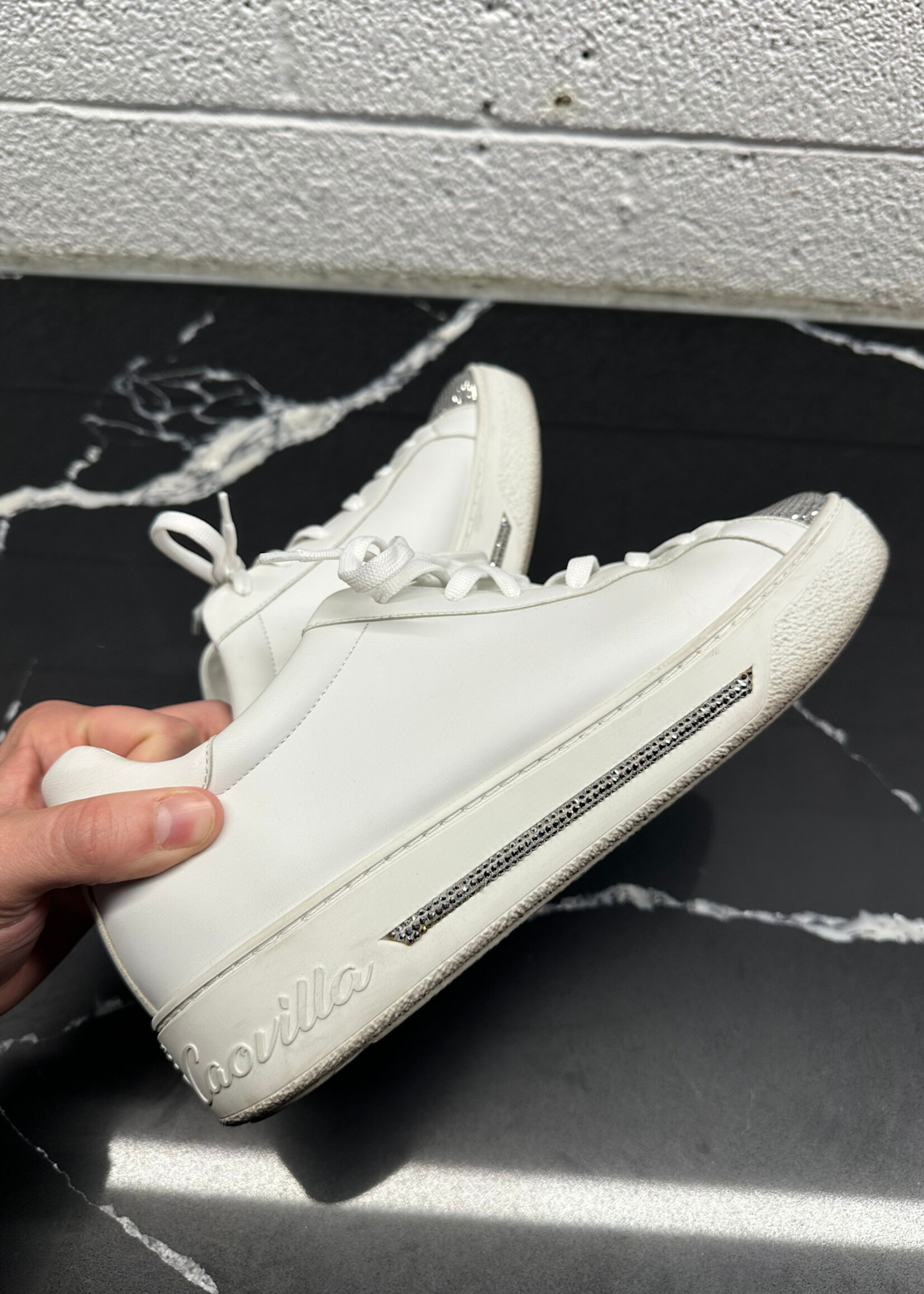 Rene Caovilla White Rhinestone Sneakers 41/Fem 10