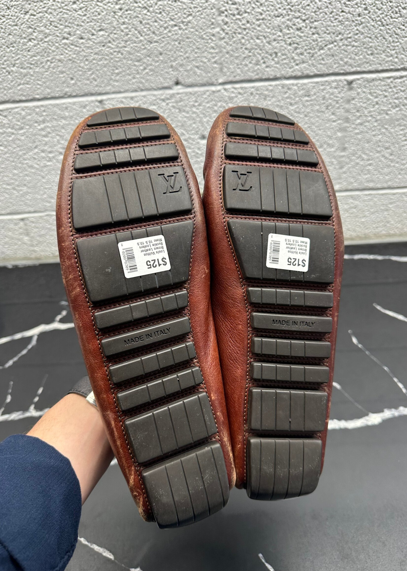 Louis Vuitton Brown Leather Buckle Loafers Masc 10.5