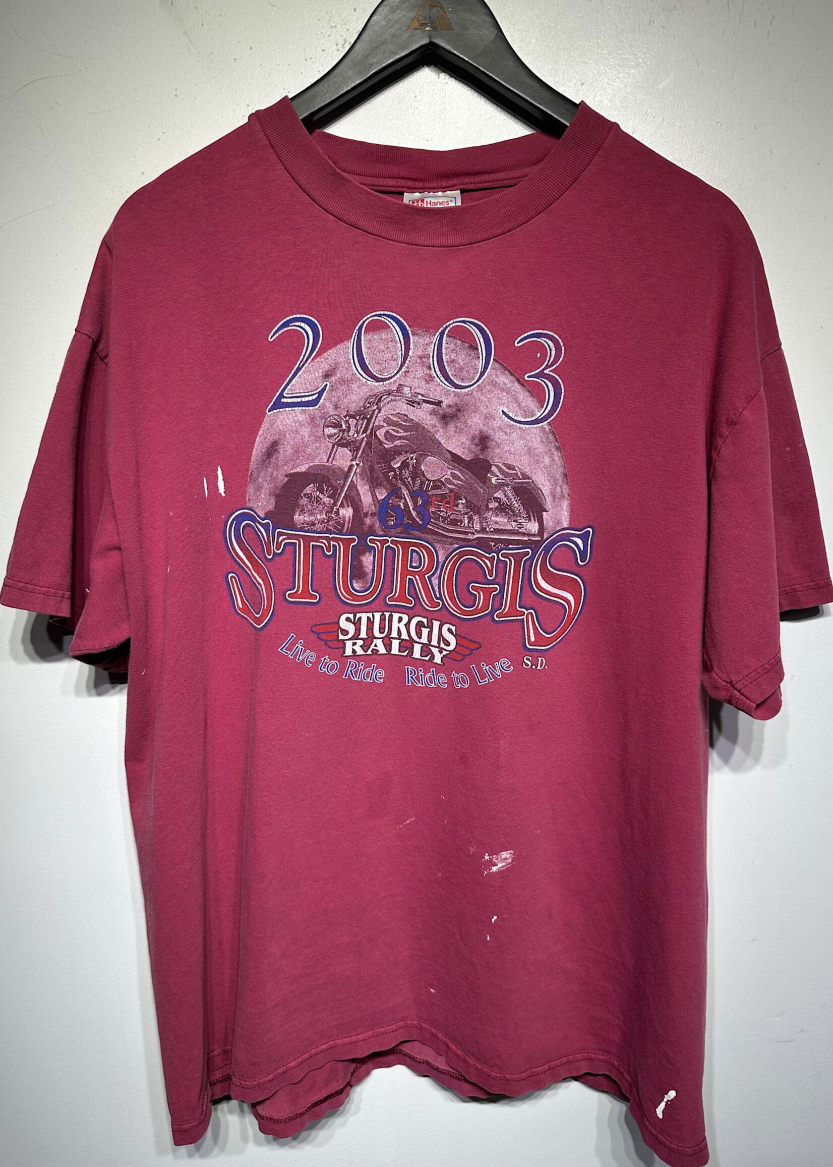 2003 Sturgis Distressed Faded Red tee XL