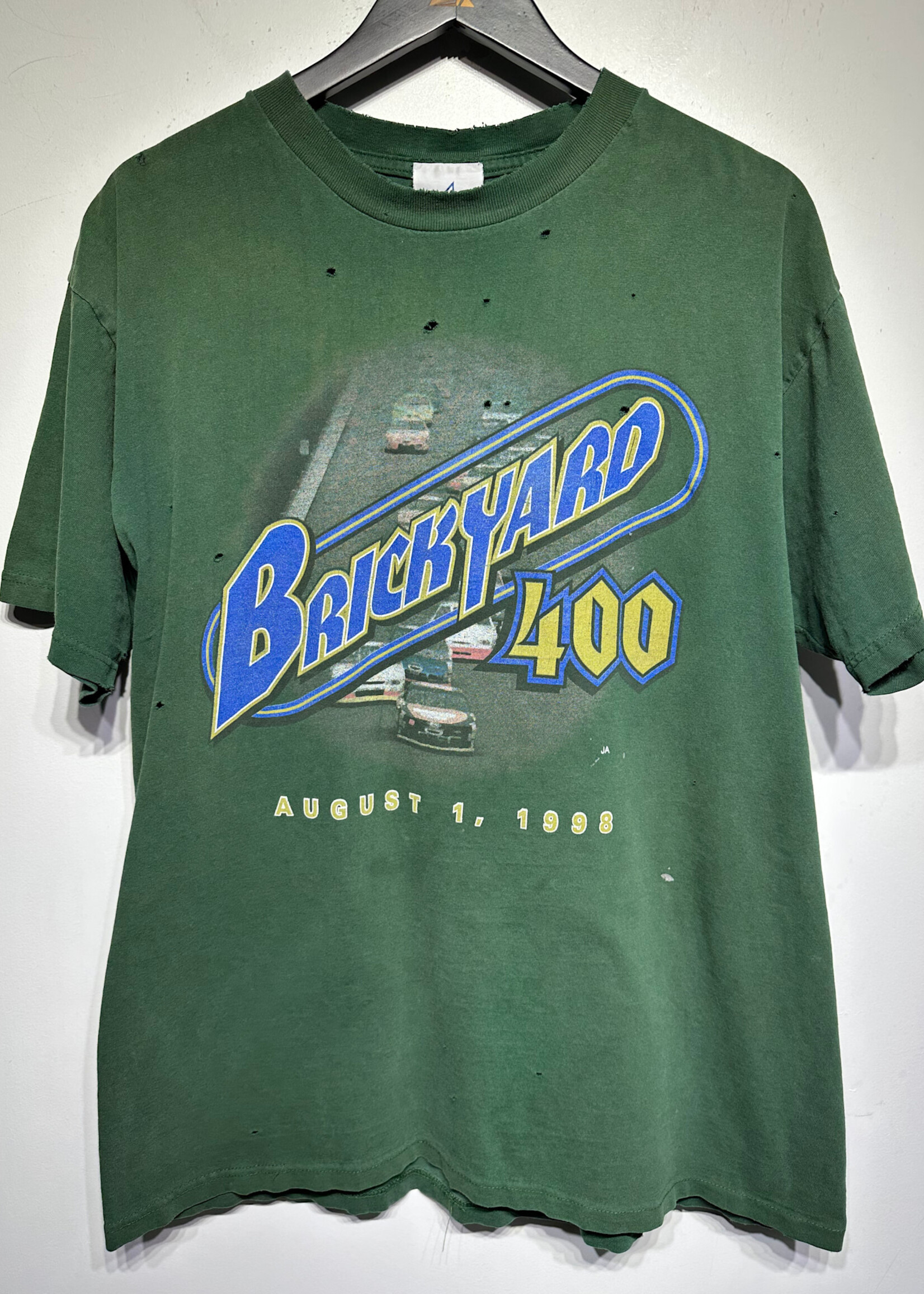 Brickyard 400 Vintage Distressed Green Tee XL