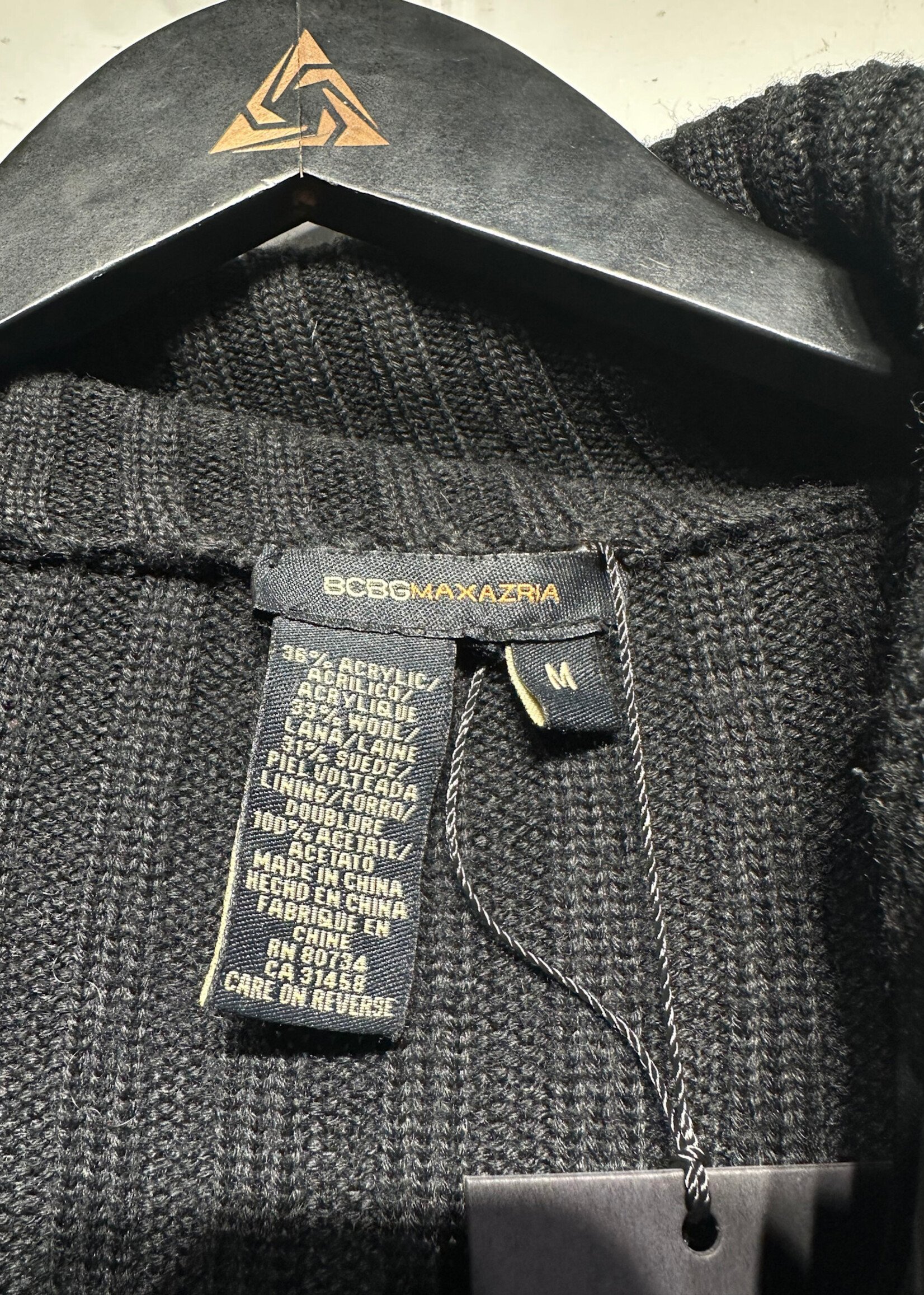 BCBG Wool Leather Turtle Neck Jacket M