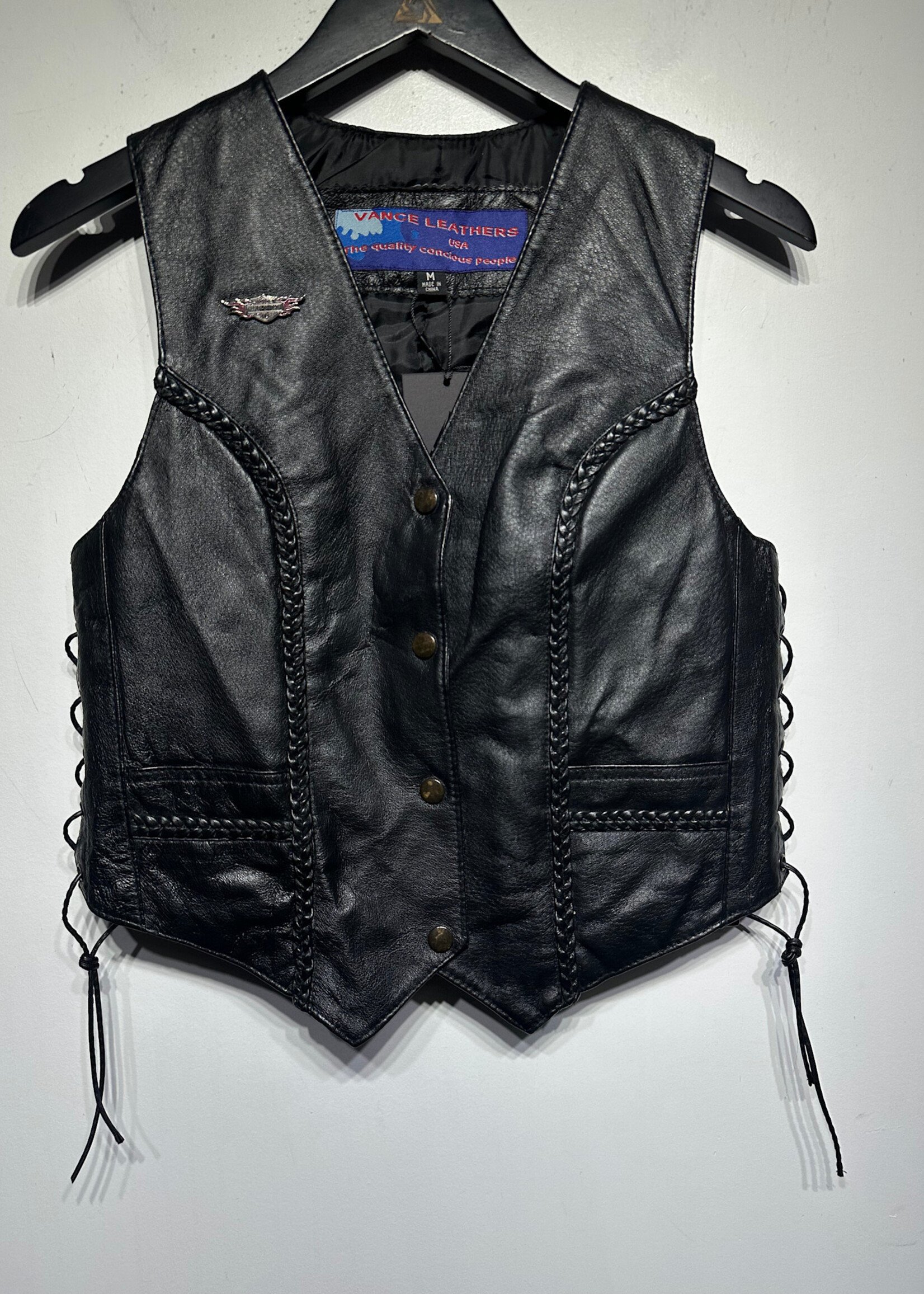 Vance Harley Patch Leather Vest Fem M