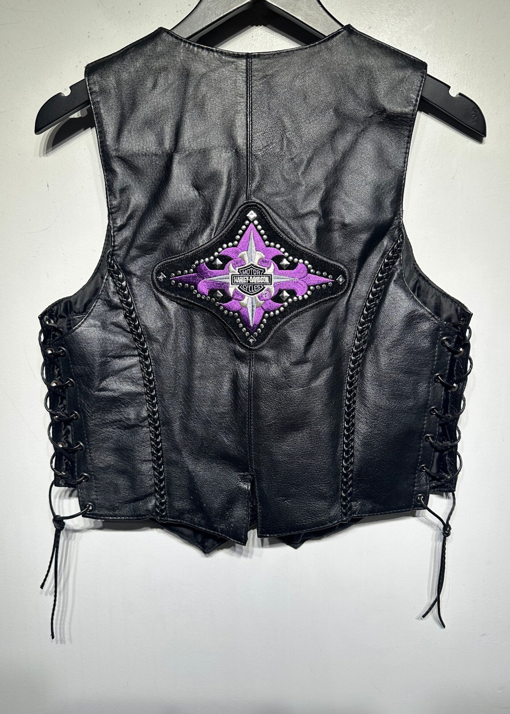 Vance Harley Patch Leather Vest Fem M
