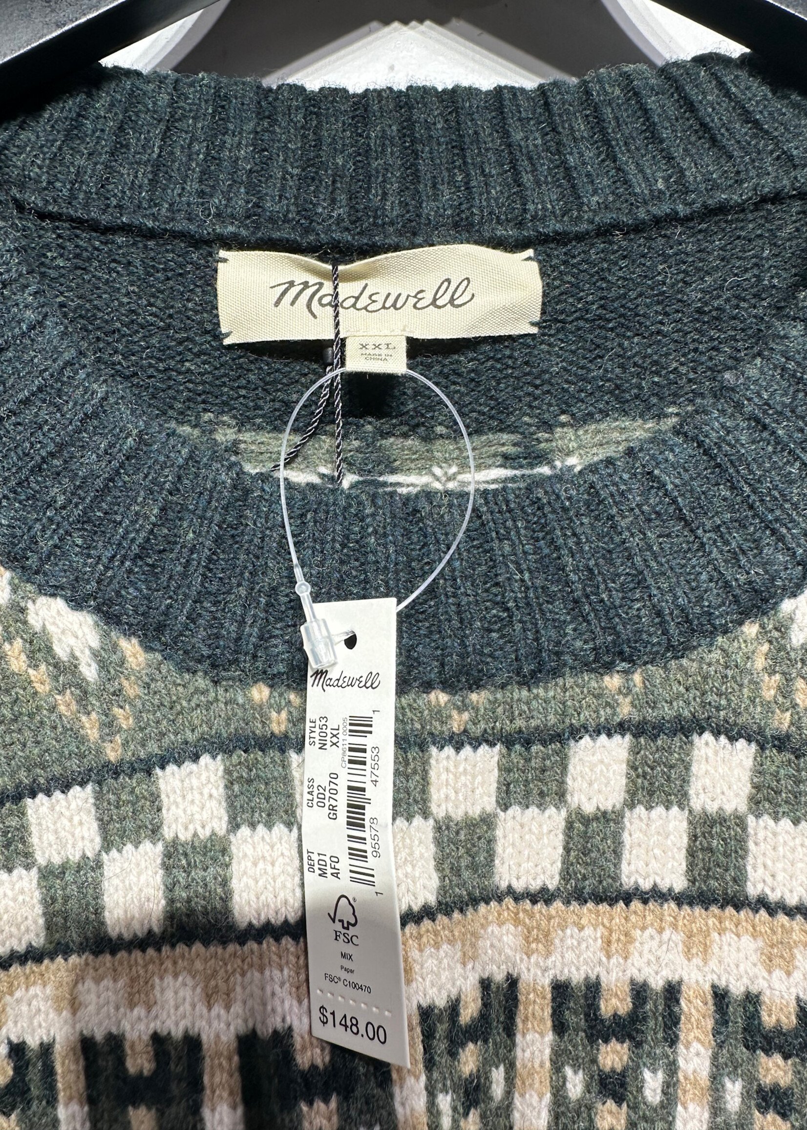 NWT Madewell Green Wool Sweater Masc XXL