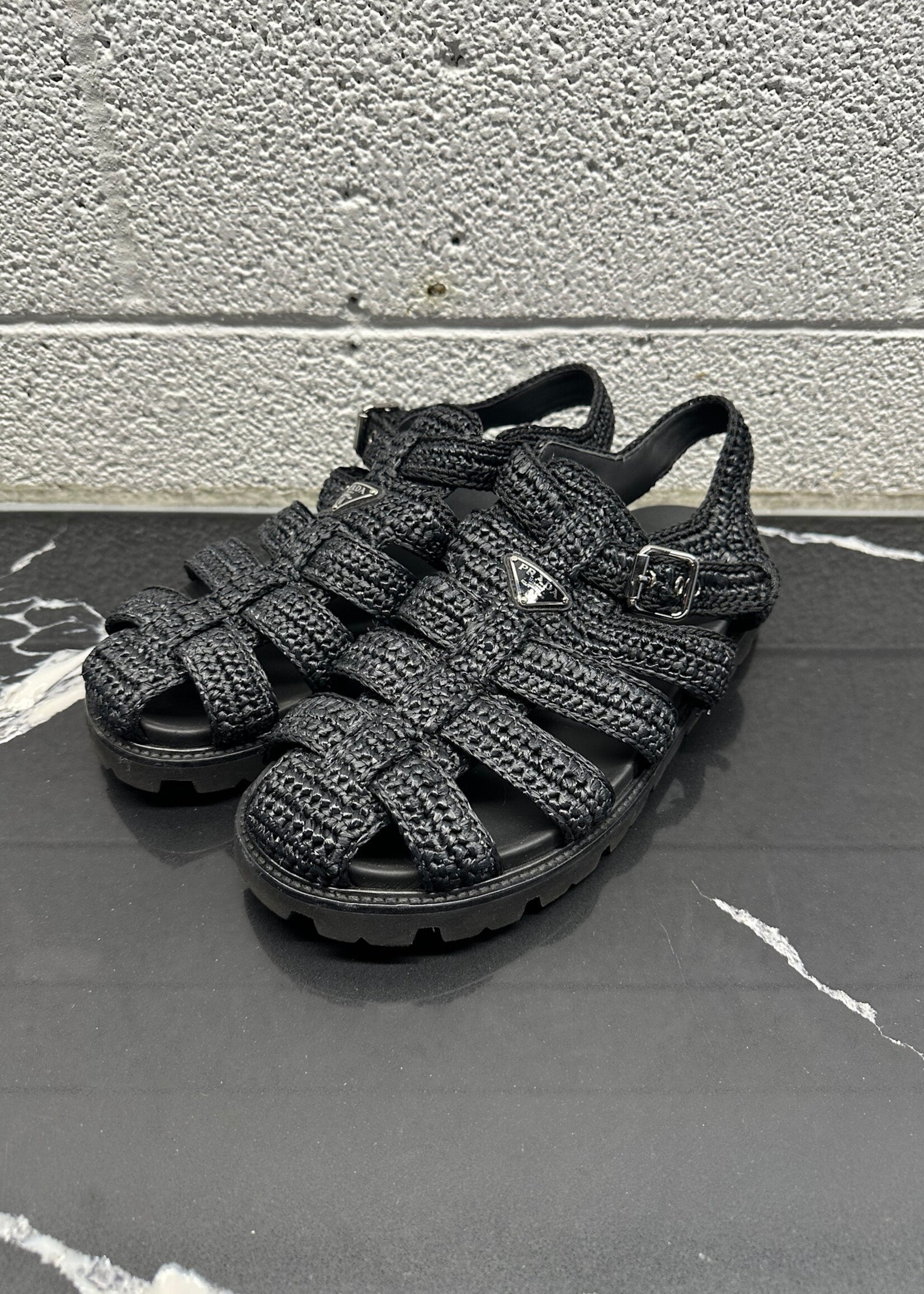 Prada Monolith Woven Sandals Masc 10.5