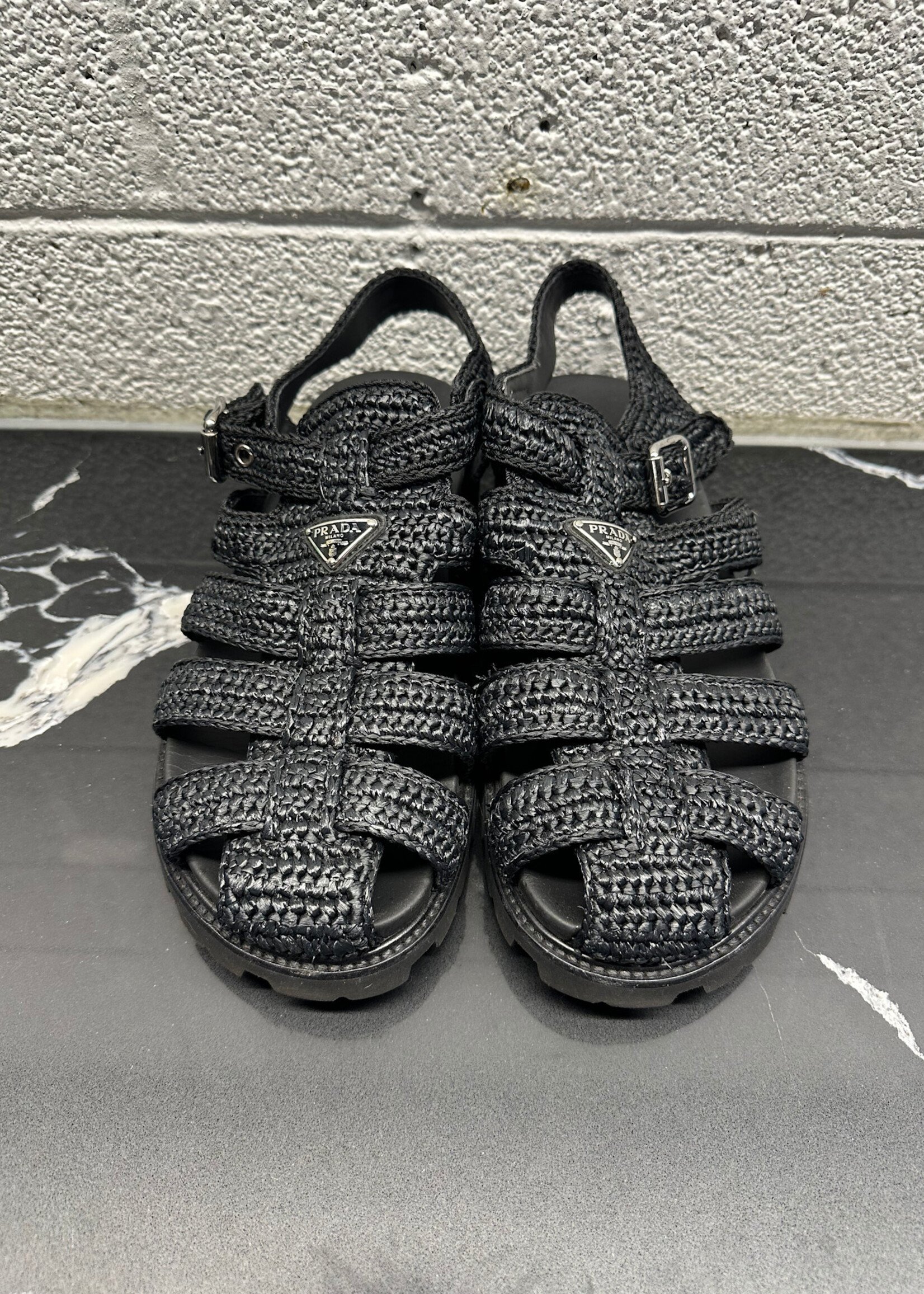 Prada Monolith Woven Sandals Masc 10.5