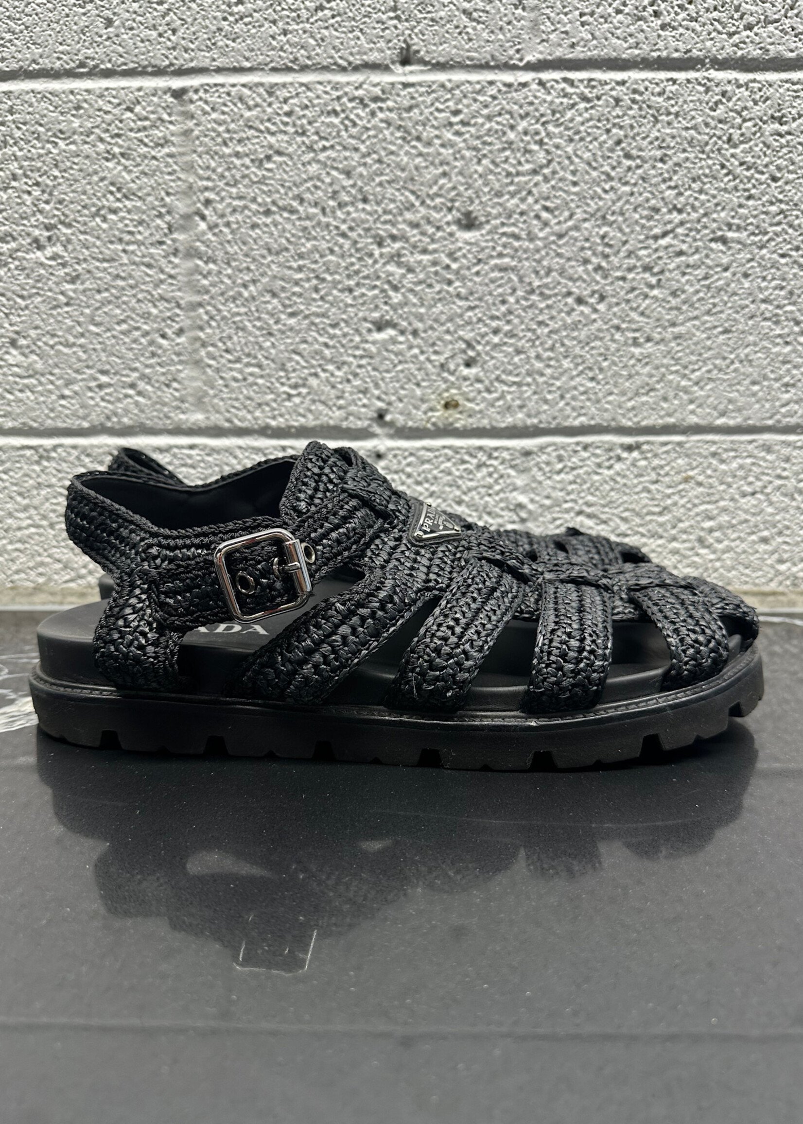 Prada Monolith Woven Sandals Masc 10.5