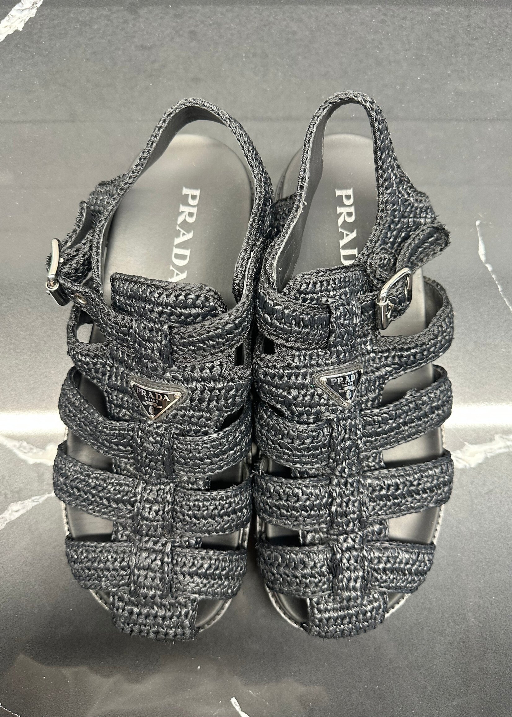 Prada Monolith Woven Sandals Masc 10.5